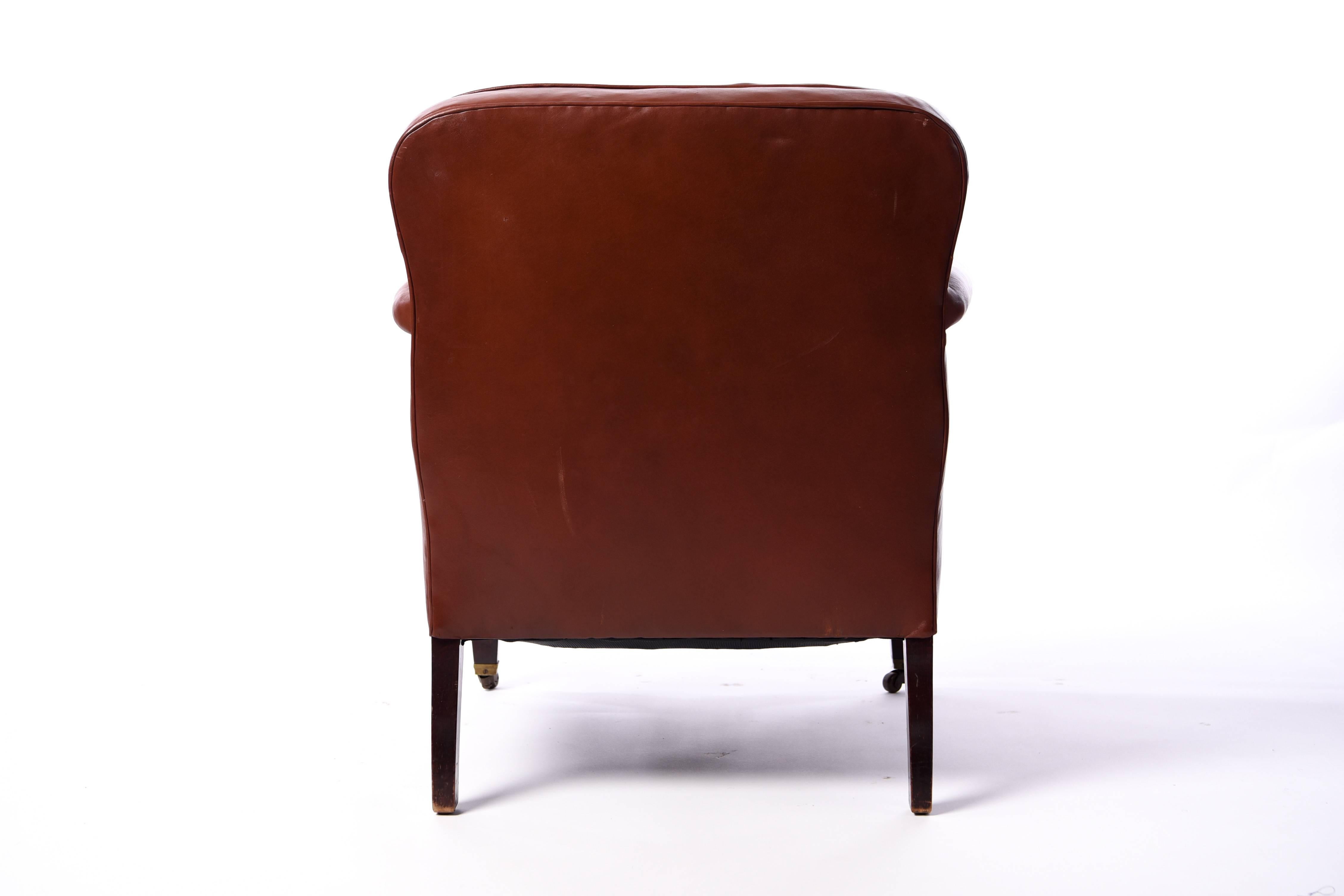 Danish Leather Club Chair In Good Condition In Norwalk, CT