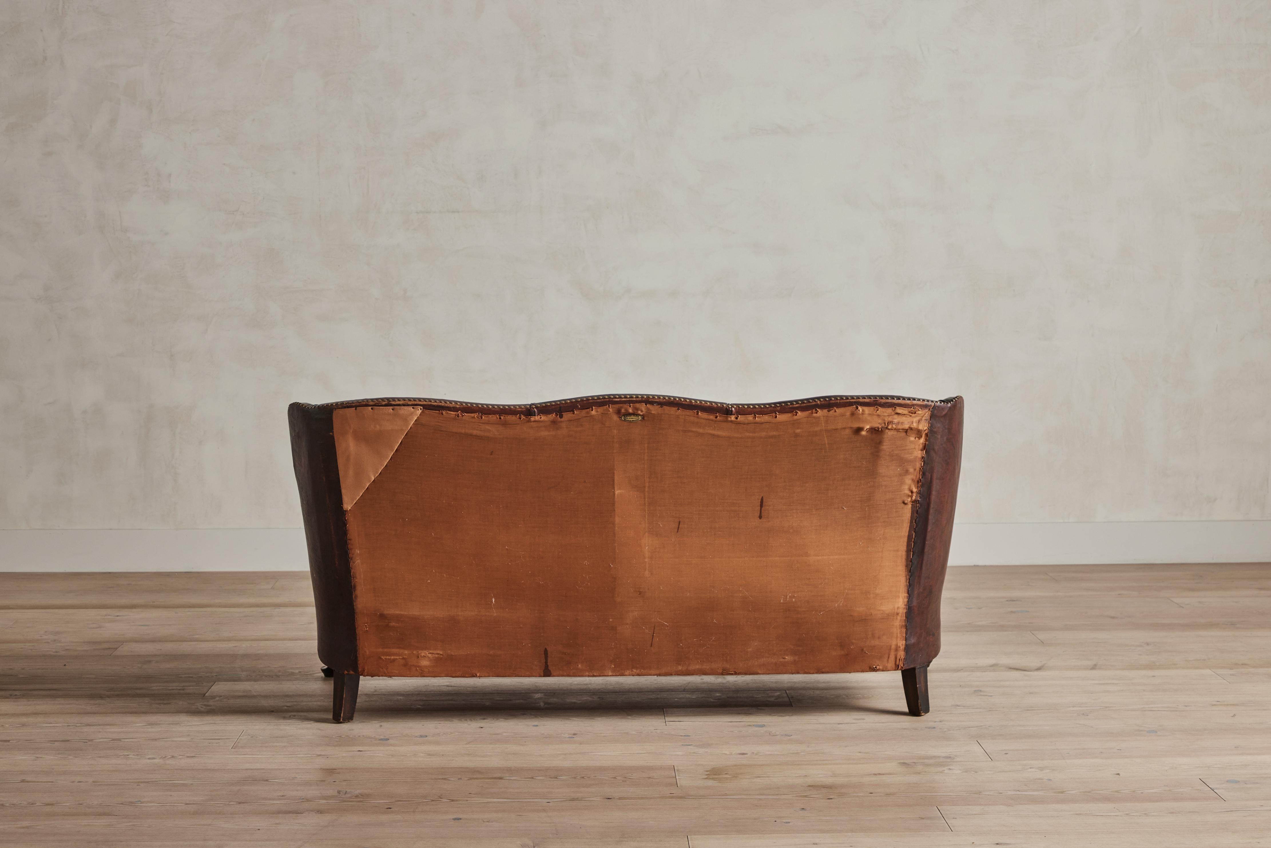 Danish Leather Club Sofa 5
