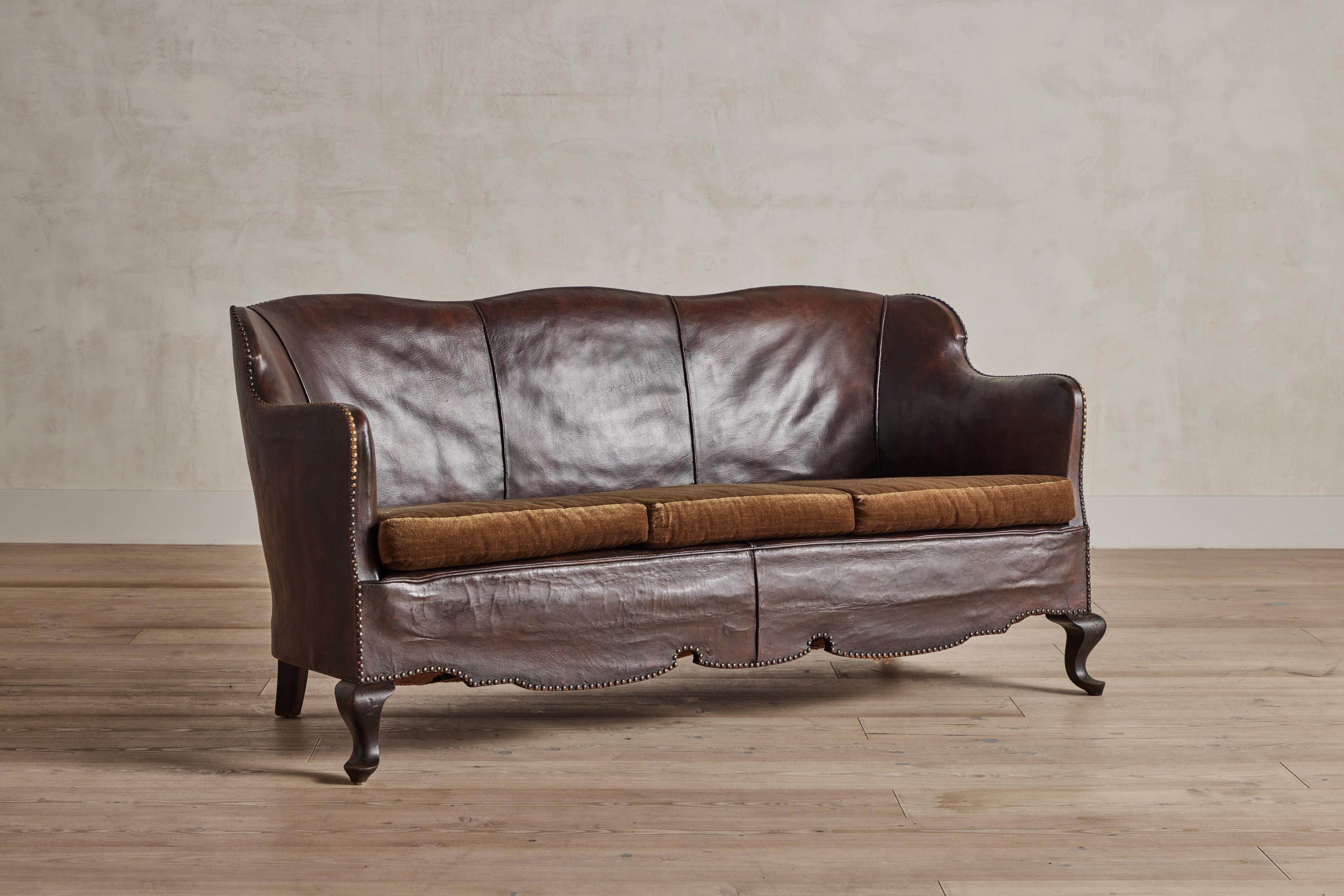 Victorian Danish Leather Club Sofa