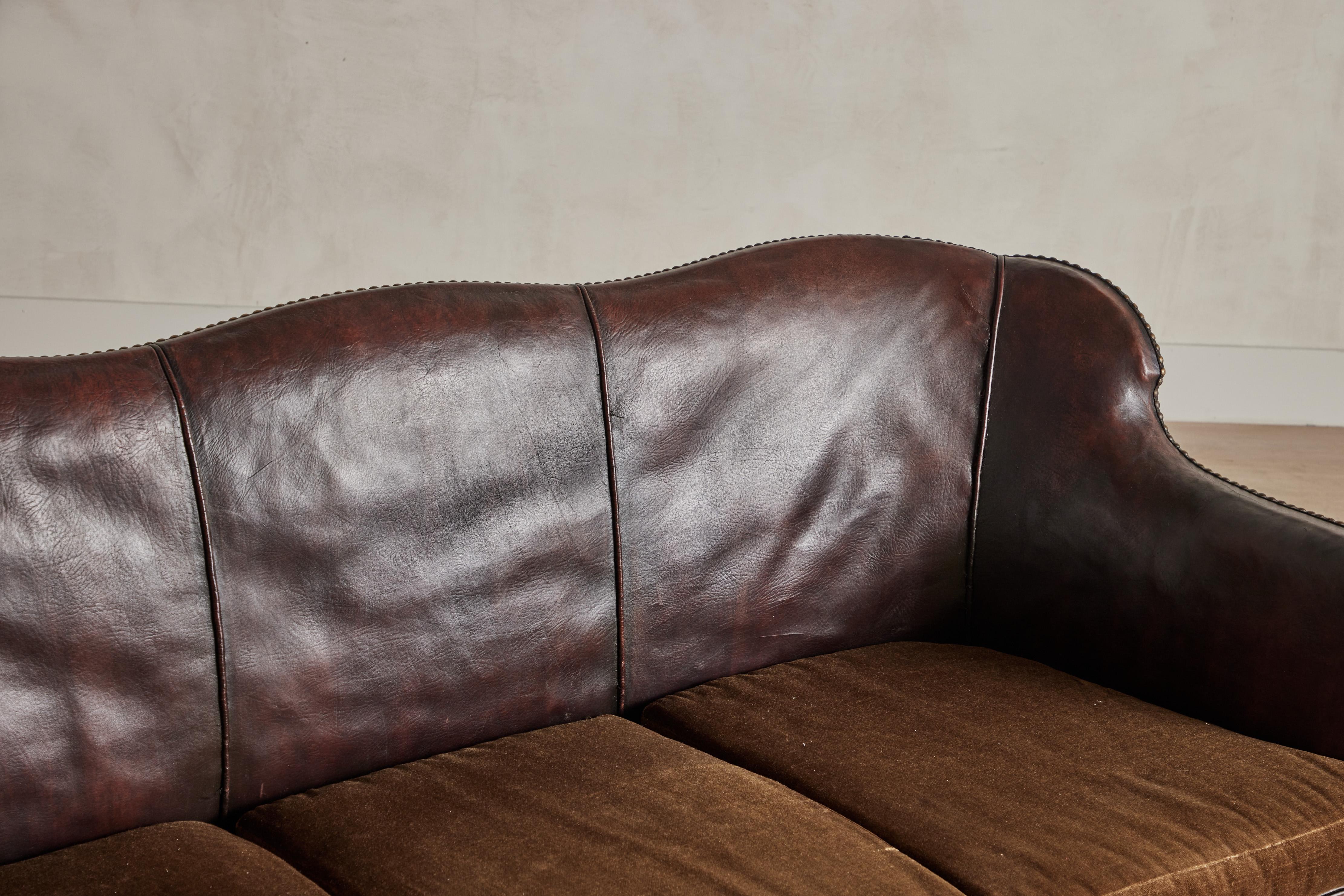 Danish Leather Club Sofa 1