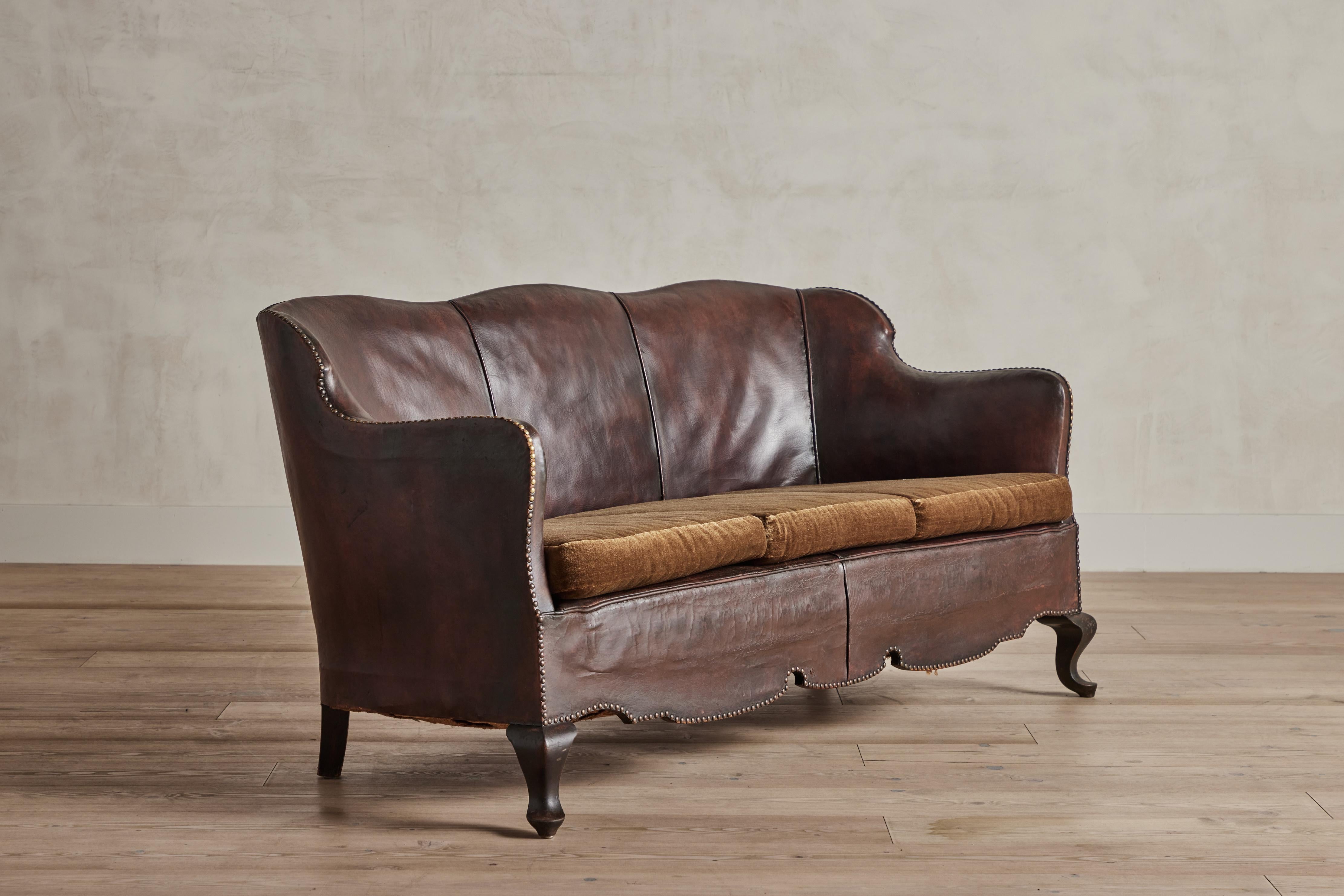 Danish Leather Club Sofa 2