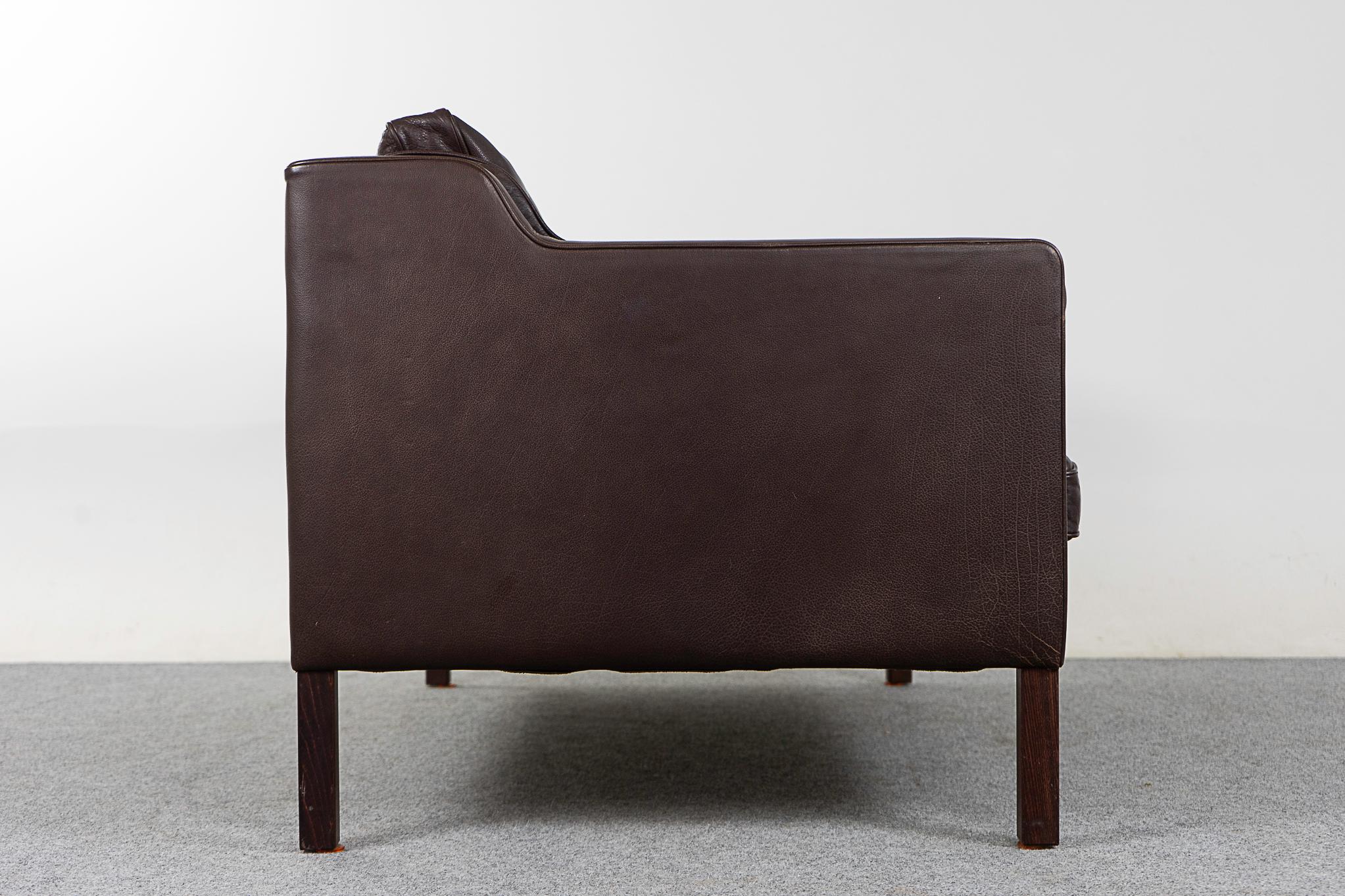 Danish Leather Dark Brown Loveseat by Stouby For Sale 2