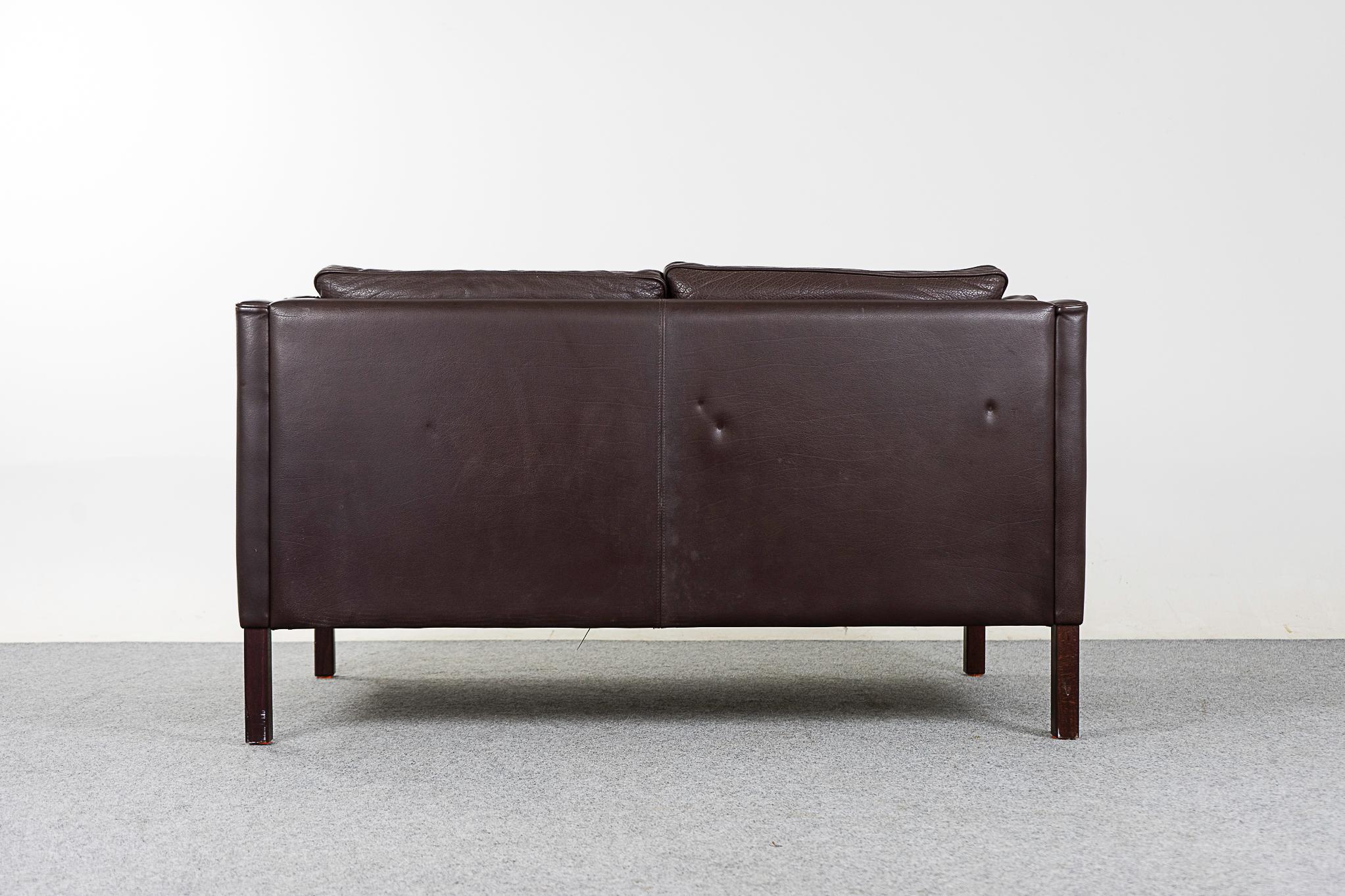 Danish Leather Dark Brown Loveseat by Stouby For Sale 4