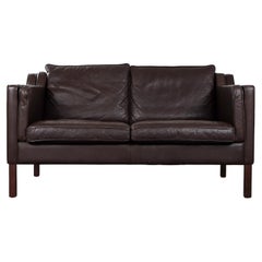 Used Danish Leather Dark Brown Loveseat by Stouby