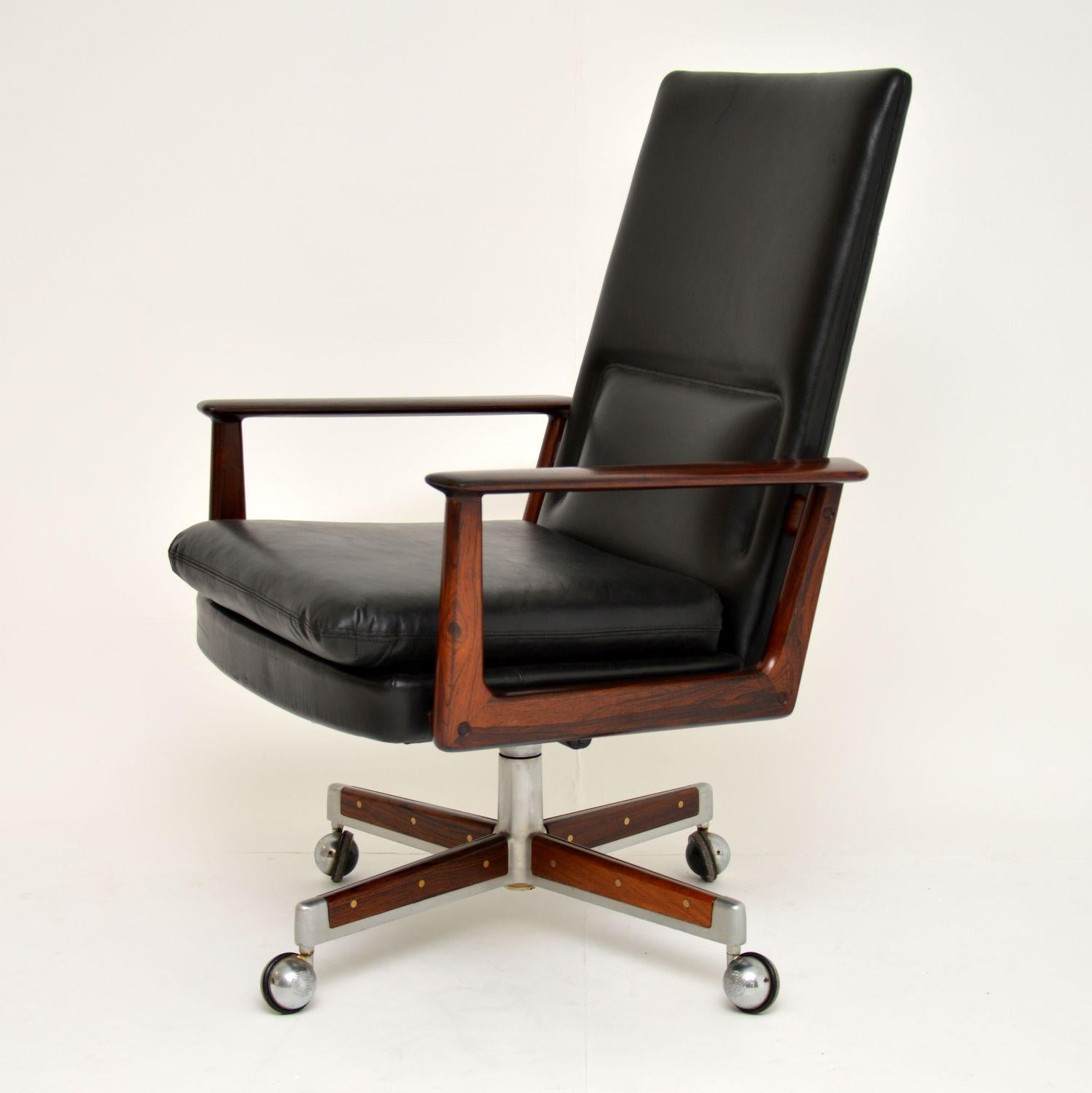 Mid-Century Modern Danish Leather Desk Chair by Arne Vodder