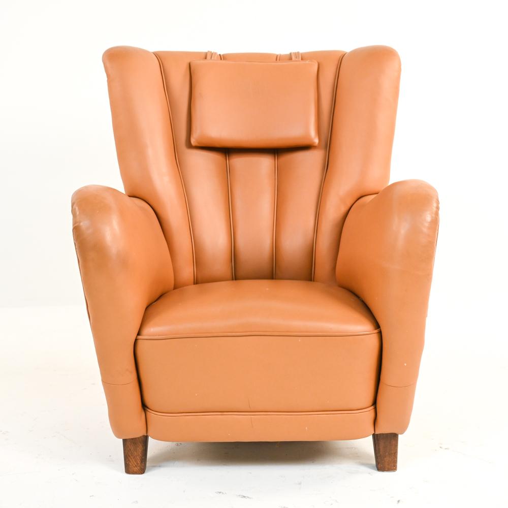 Danish Leather Easy Chair in the Manner of Boesen & Lassen 2