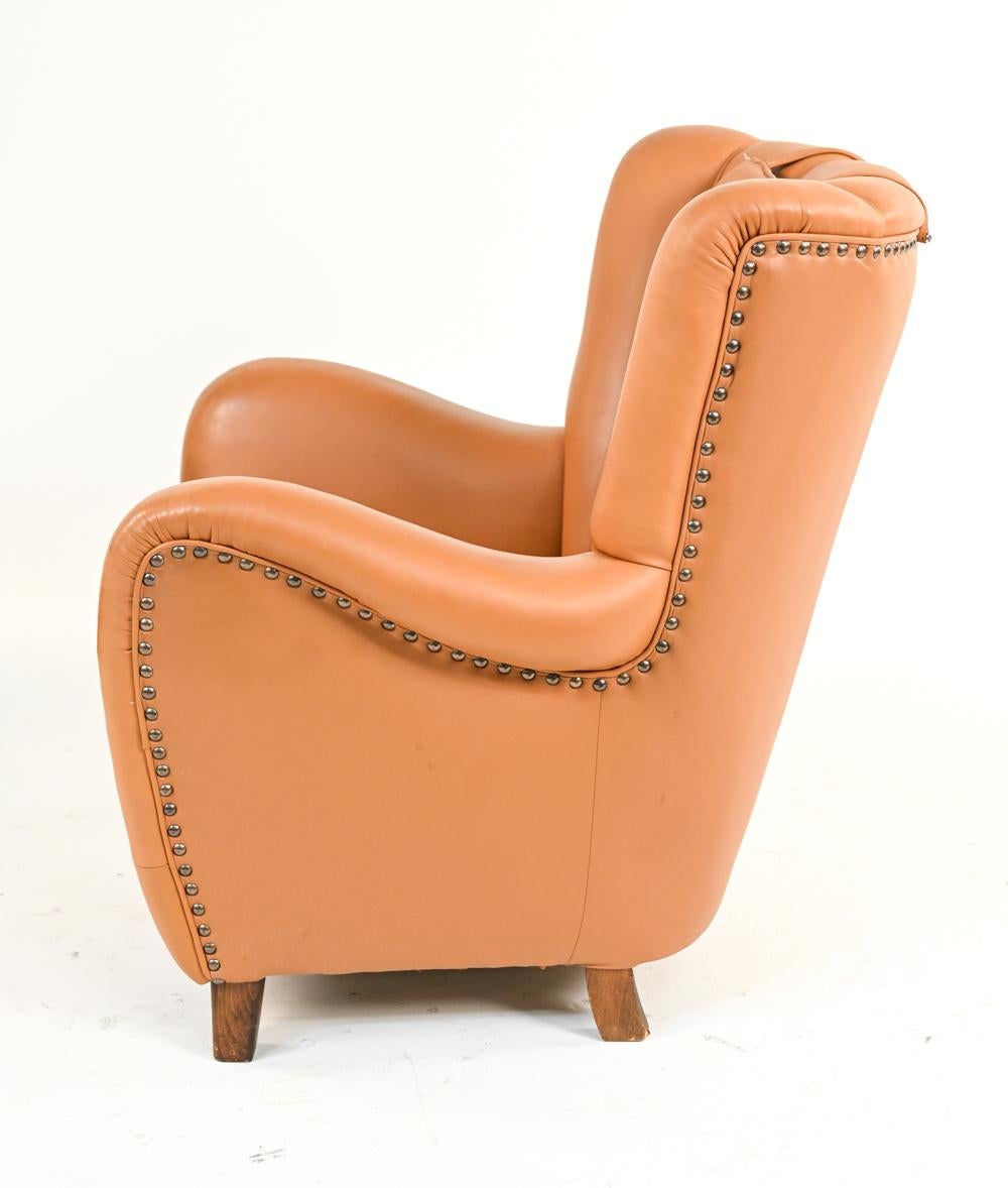 Danish Leather Easy Chair in the Manner of Boesen & Lassen 4