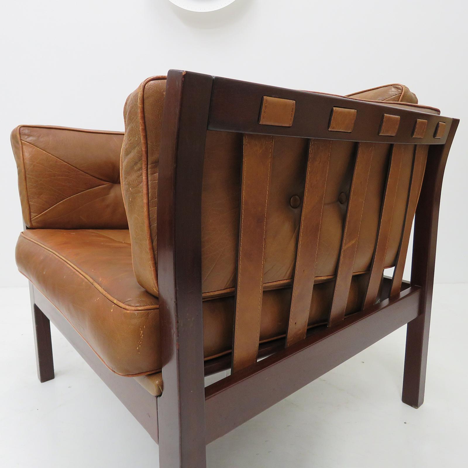 Danish Leather Lounge Chair, 1960 For Sale 5