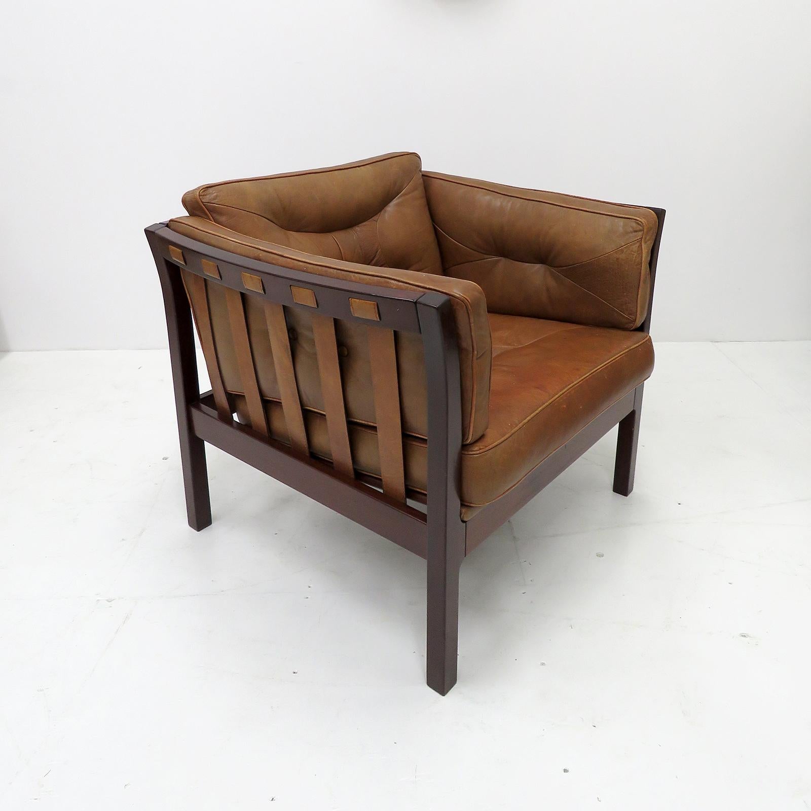 Scandinavian Modern Danish Leather Lounge Chair, 1960 For Sale
