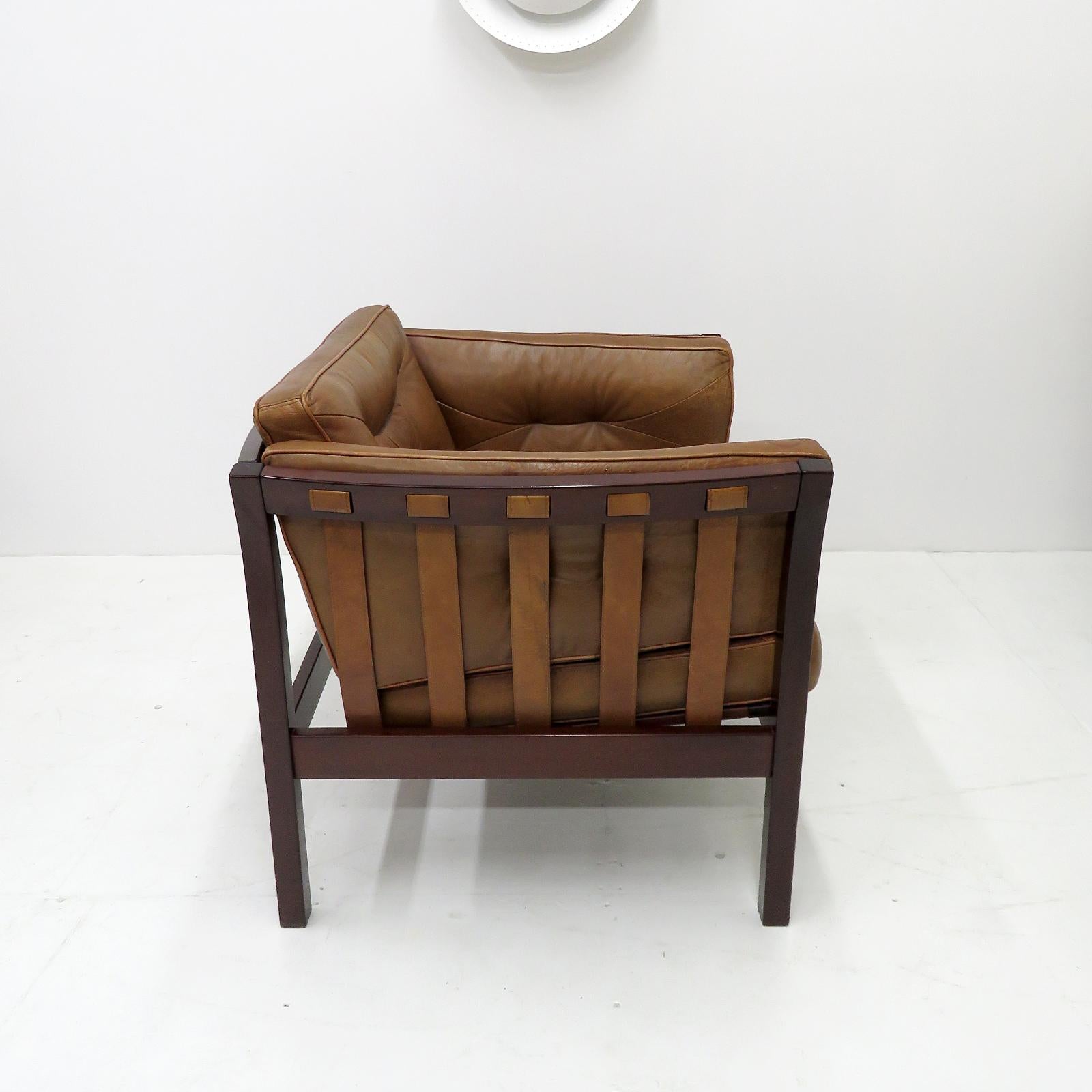 Danish Leather Lounge Chair, 1960 In Good Condition In Los Angeles, CA