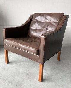 Danish Leather Lounge Chair, Børge Mogensen for Fredericia, Mod 2207, 1960ies