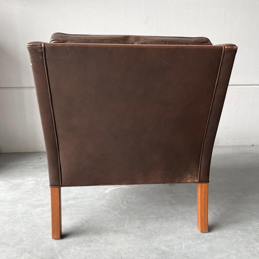 Danish Leather Lounge Chair, Børge Mogensen for Fredericia, Mod 2207, 1960ies In Good Condition For Sale In Basel, BS