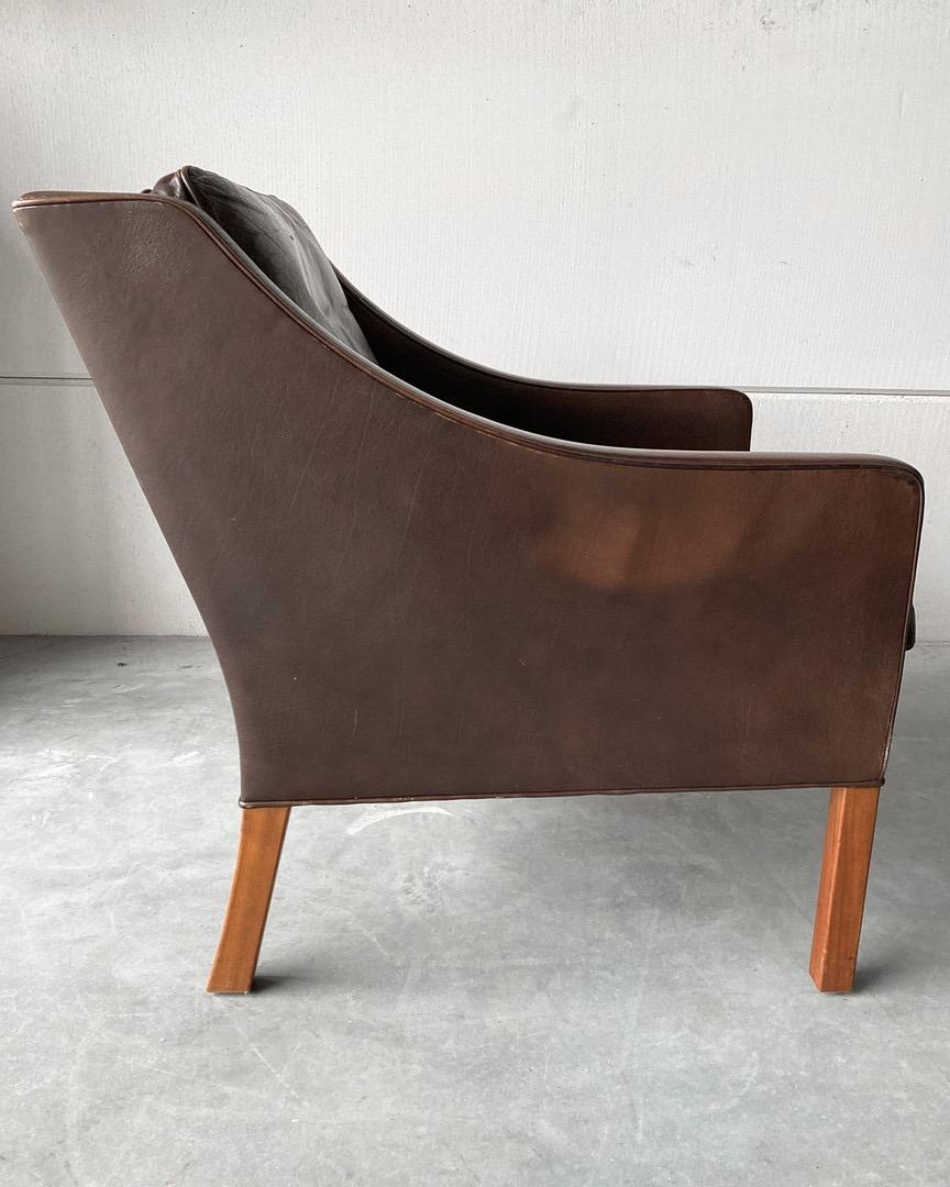 Mid-20th Century Danish Leather Lounge Chair, Børge Mogensen for Fredericia, Mod 2207, 1960ies For Sale