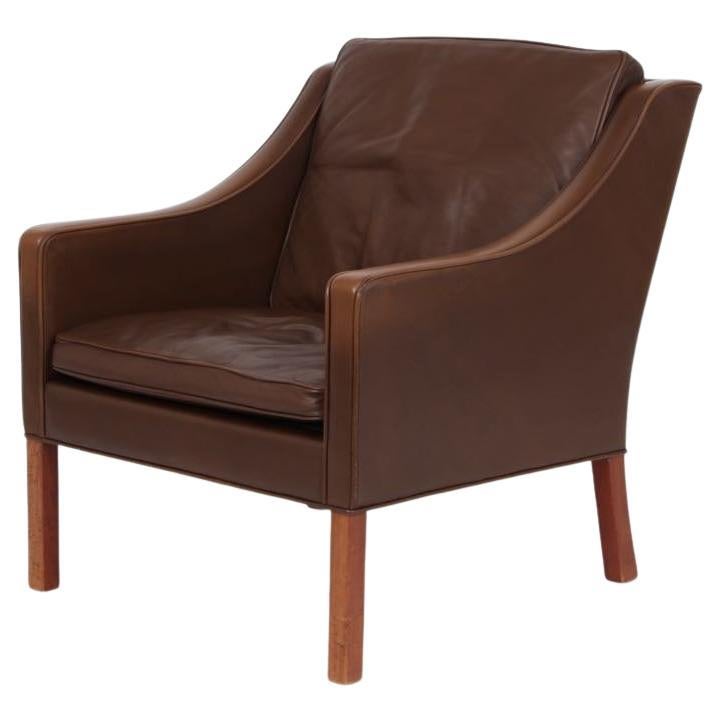Danish Leather Lounge Chair, Børge Mogensen for Fredericia, Mod 2207, 1960ies For Sale