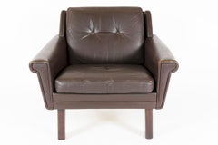 Danish Leather Lounge Chair, by Aage Christiansen, Denmark, 1960s