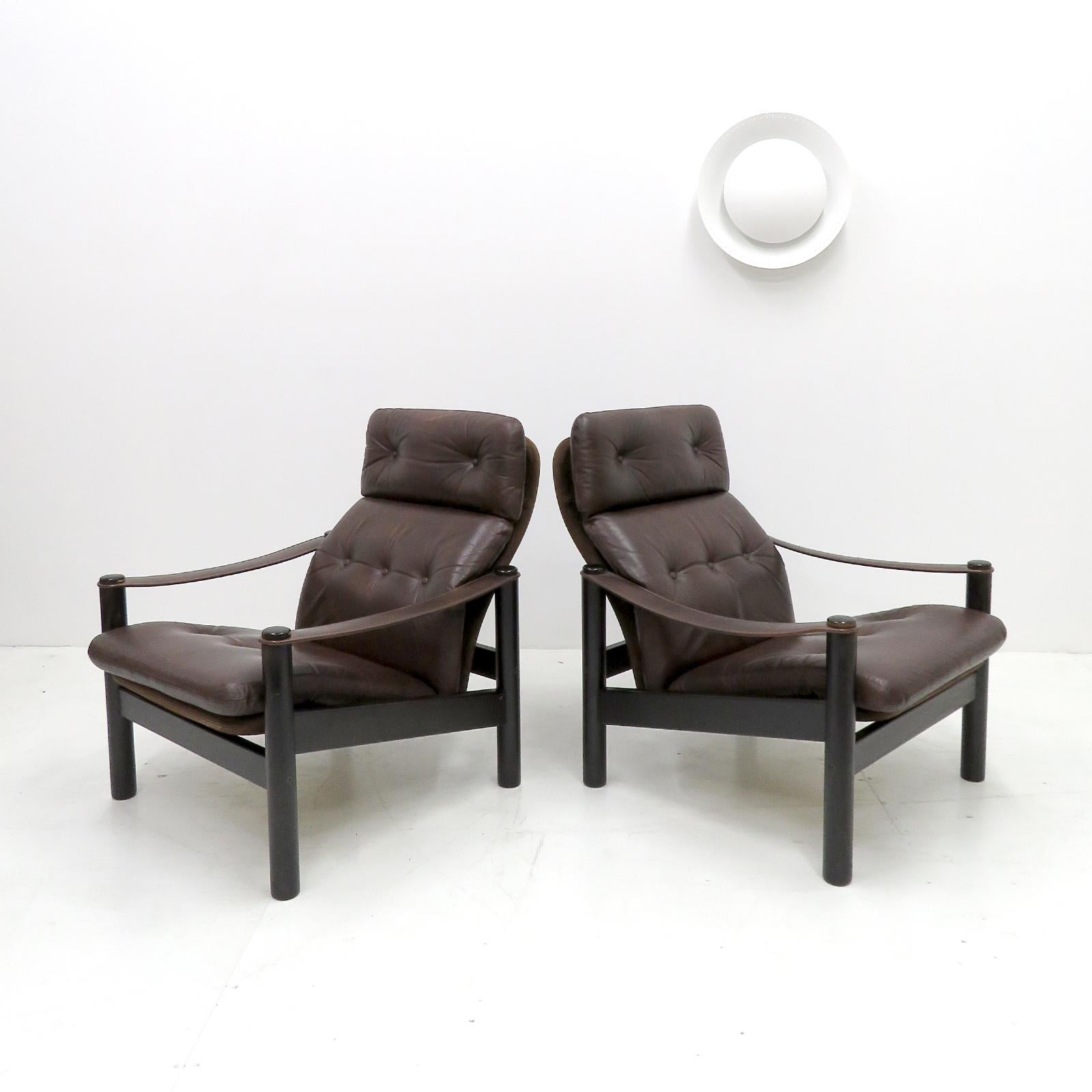 Danish Leather Lounge Chairs by Ebbe Gehl & Søren Nissen, 1970 For Sale 3