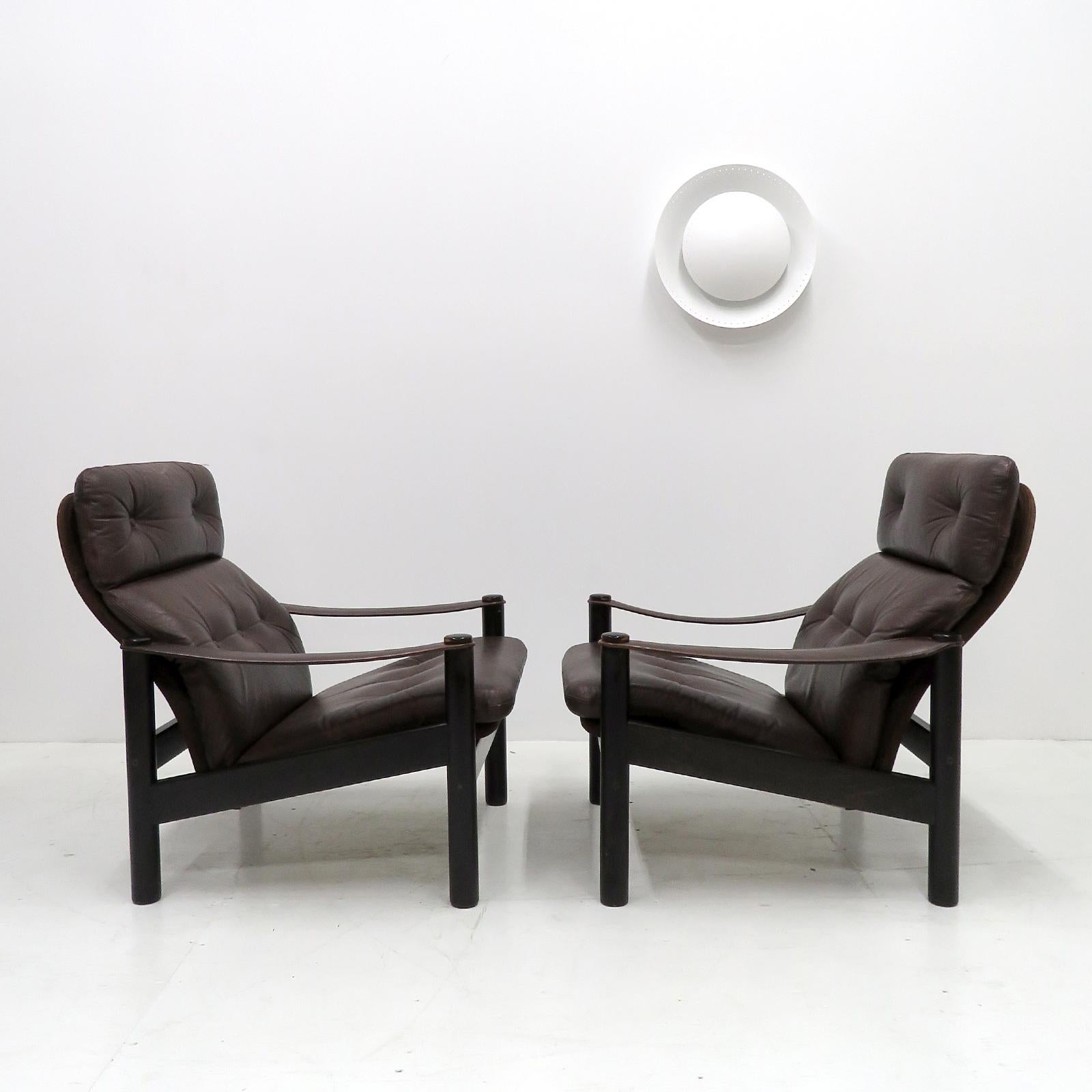 Danish Leather Lounge Chairs by Ebbe Gehl & Søren Nissen, 1970 For Sale 2