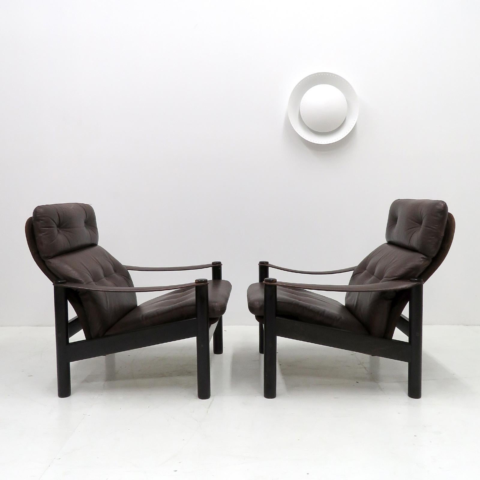 Danish Leather Lounge Chairs by Ebbe Gehl & Søren Nissen, 1970 For Sale 4