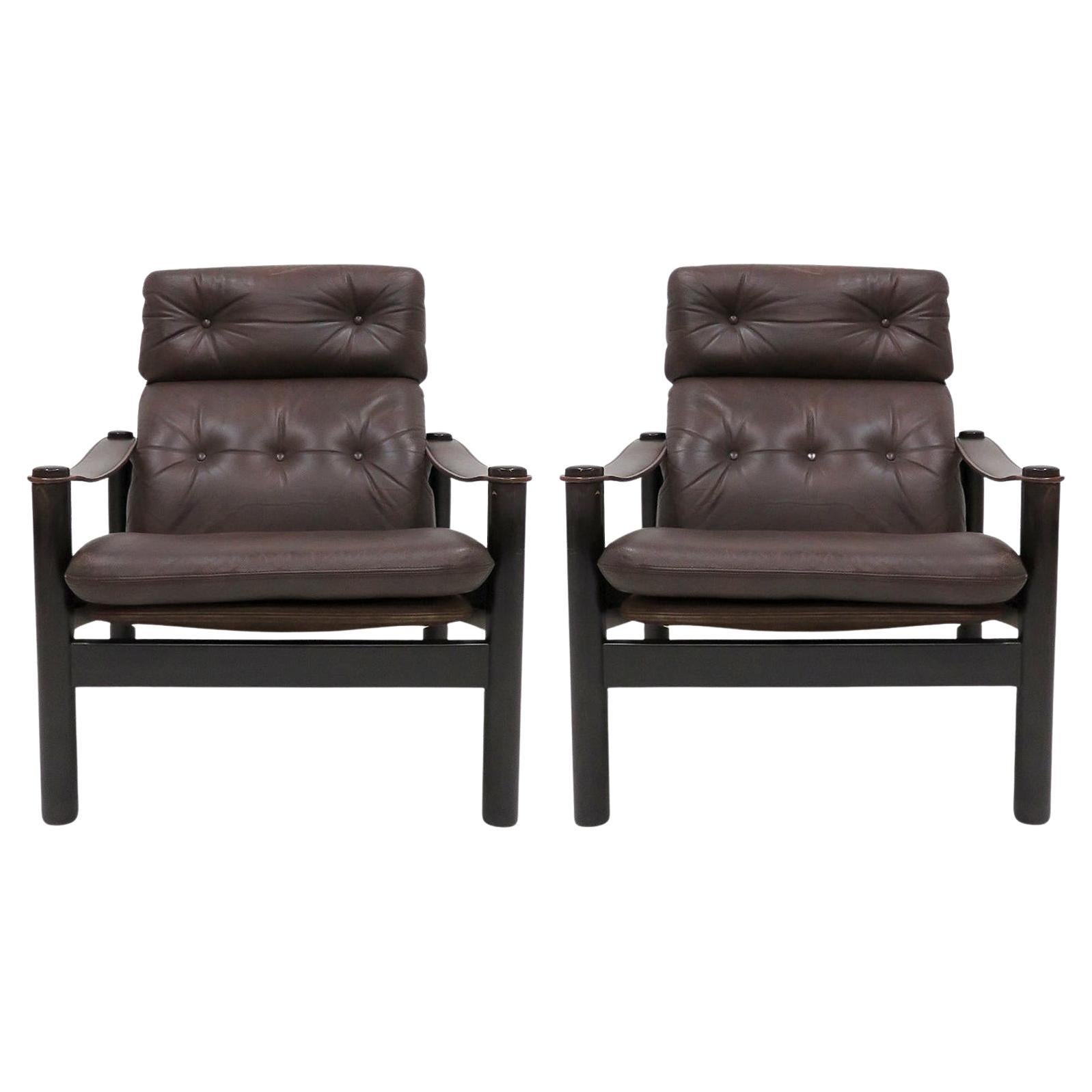 Danish Leather Lounge Chairs by Ebbe Gehl & Søren Nissen, 1970