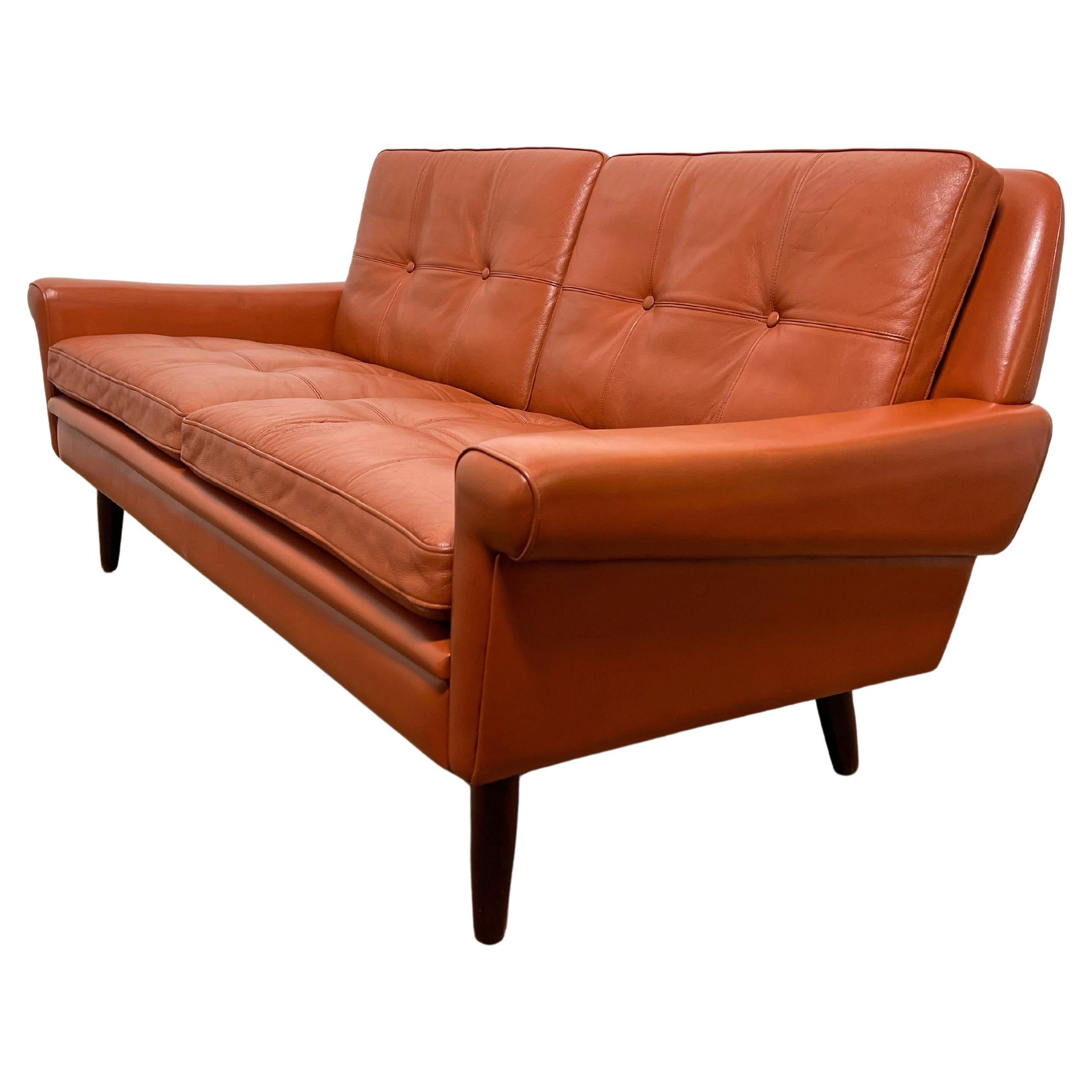 Danish Leather Loveseat by Svend Skipper, Circa 1960s