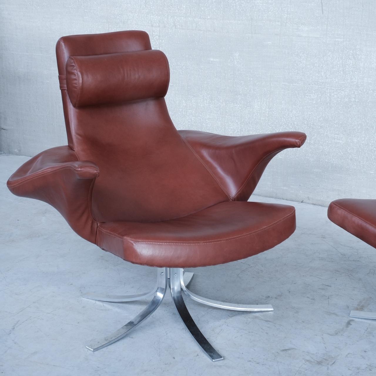 Danish Leather Mid-Century Armchair by Gösta Berg by Fritz Hansen In Good Condition For Sale In London, GB