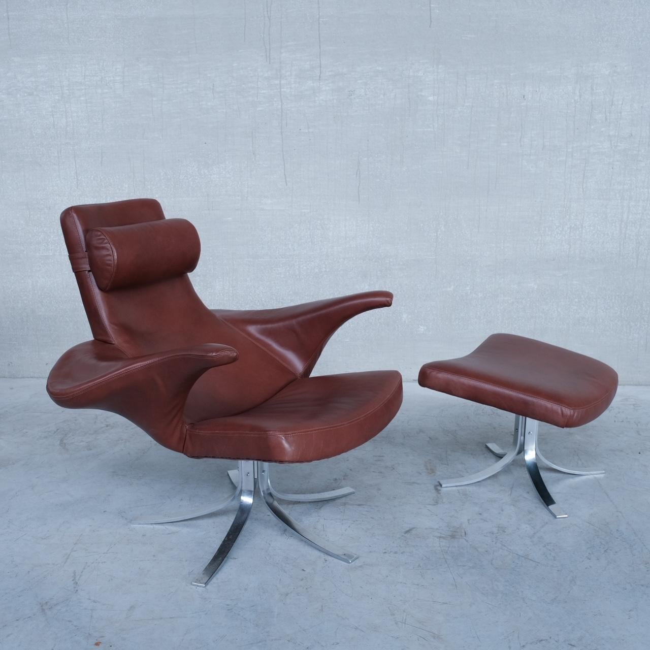 20th Century Danish Leather Mid-Century Armchair by Gösta Berg by Fritz Hansen For Sale