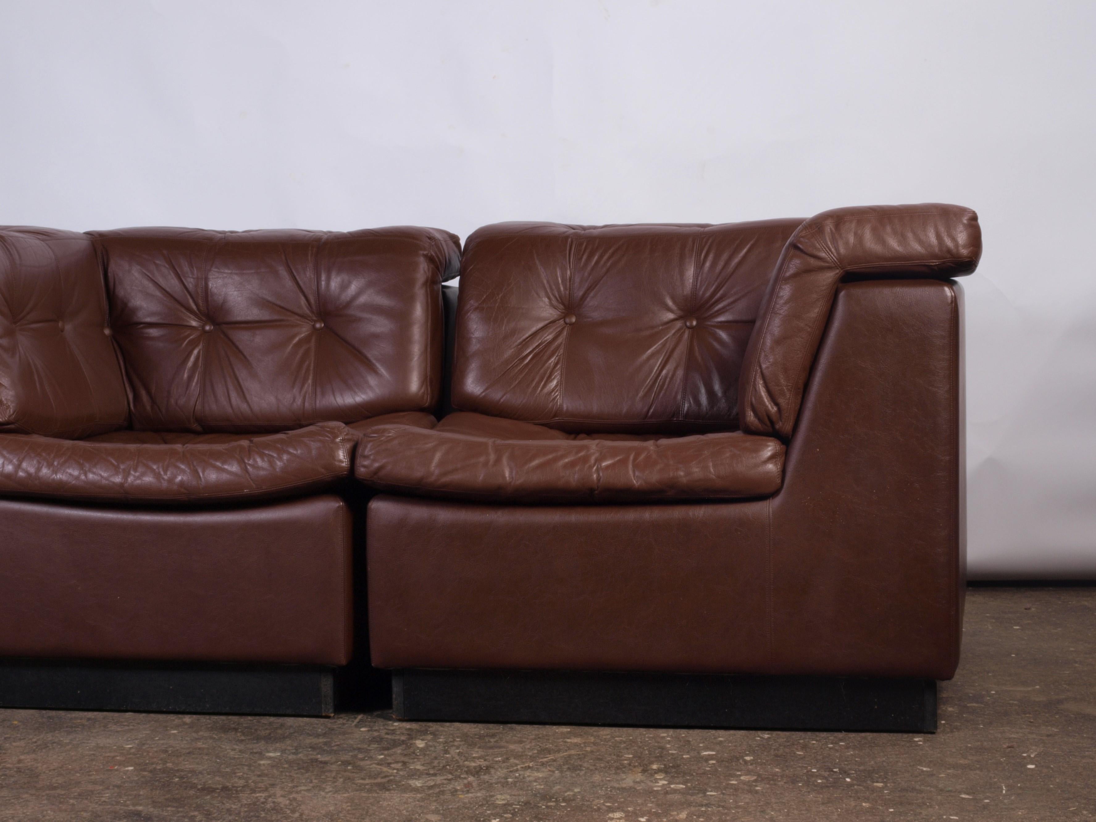Mid-Century Modern Danish Leather Modular sofa, 1960s Denmark For Sale