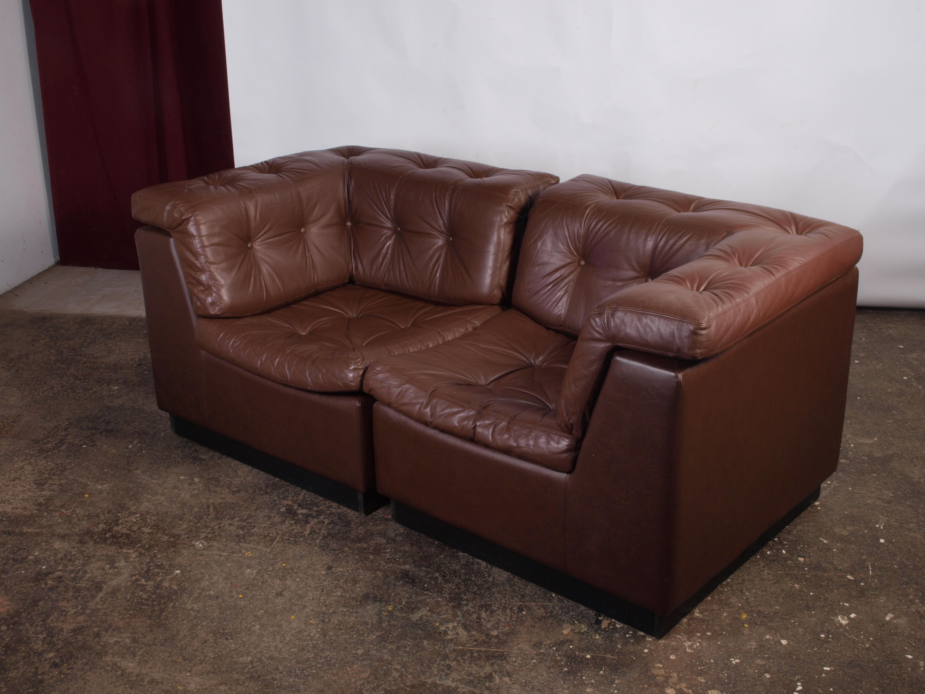Danish Leather Modular sofa, 1960s Denmark In Good Condition For Sale In Store Heddinge, DK