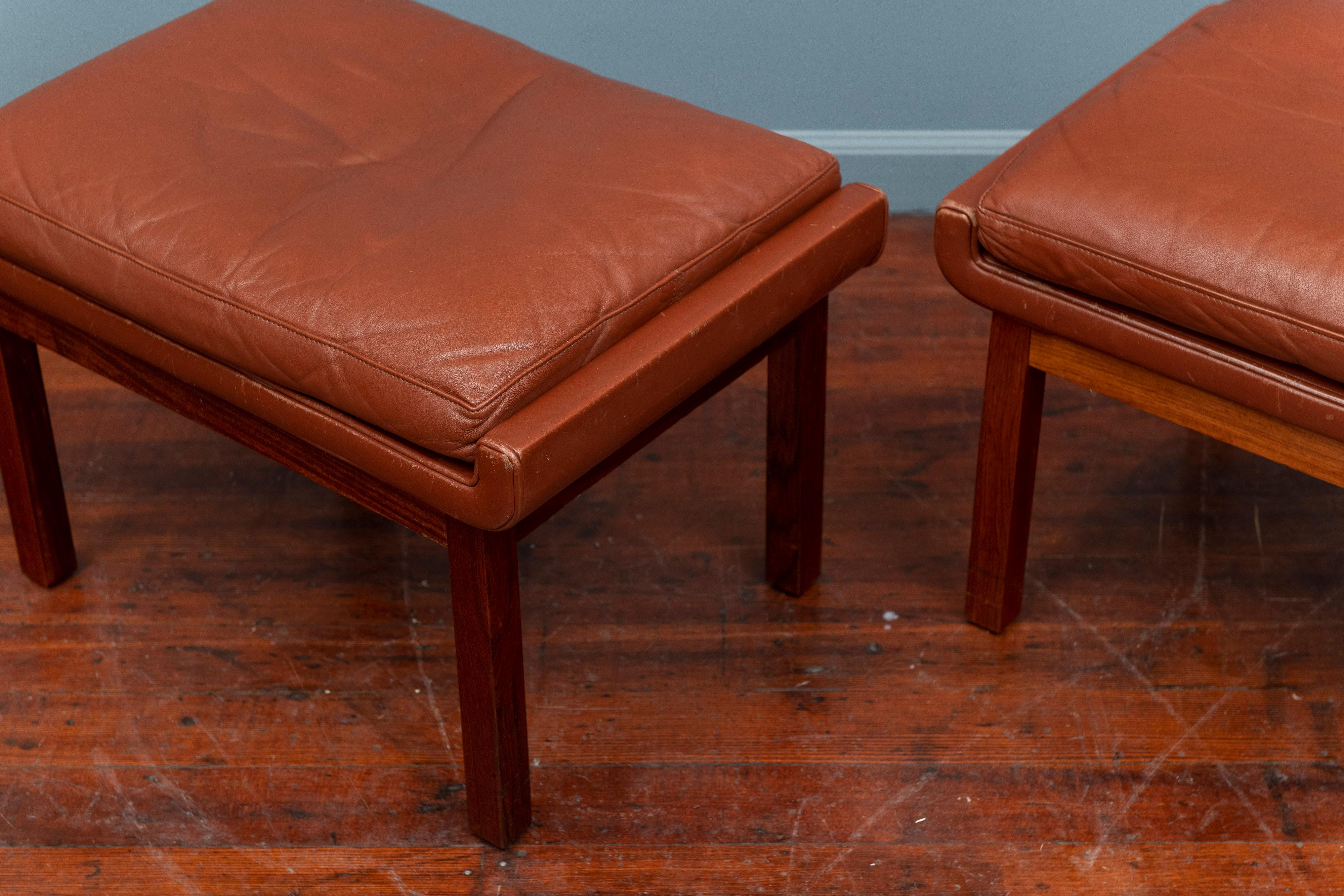 Danish Leather Ottomans In Good Condition In San Francisco, CA