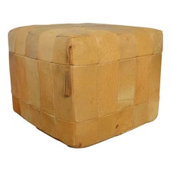 Danish Leather Patchwork Pouff / Ottoman