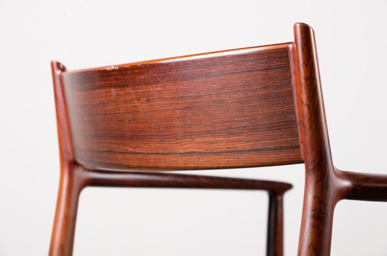 Danish Leather & Rosewood Model 404 Chair by Arne Vodder for P. Olsen for Sibast For Sale 6