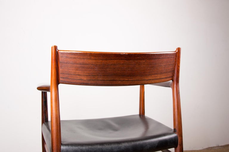 Danish Leather & Rosewood Model 404 Chair by Arne Vodder for P. Olsen for Sibast For Sale 7