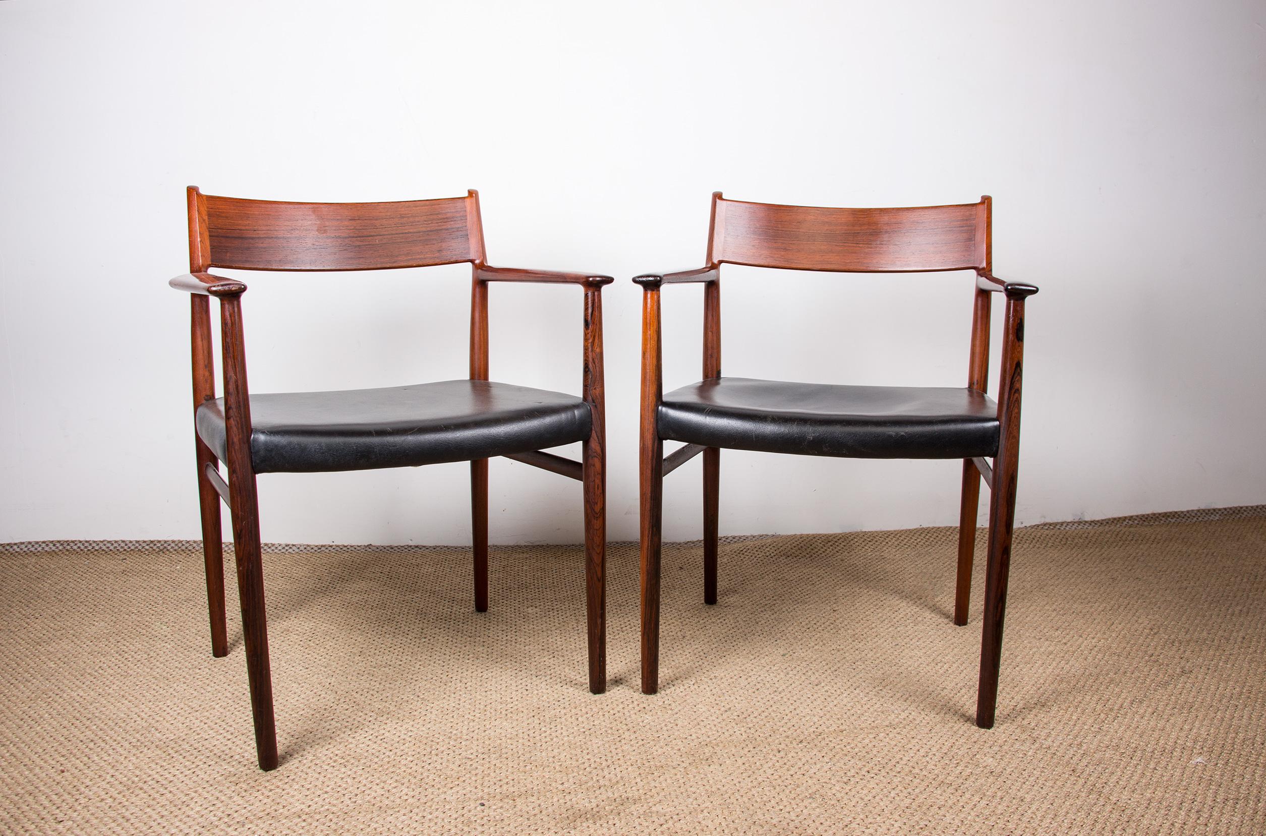Danish Leather & Rosewood Model 404 Chair by Arne Vodder for P. Olsen for Sibast 9
