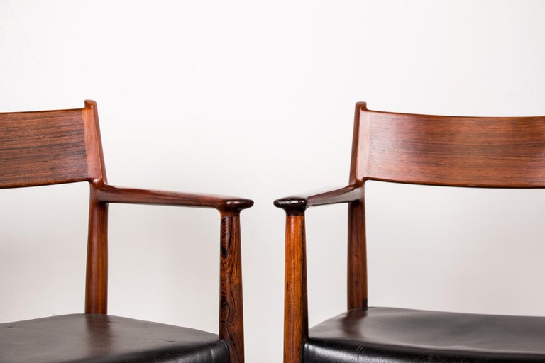 Danish Leather & Rosewood Model 404 Chair by Arne Vodder for P. Olsen for Sibast For Sale 10