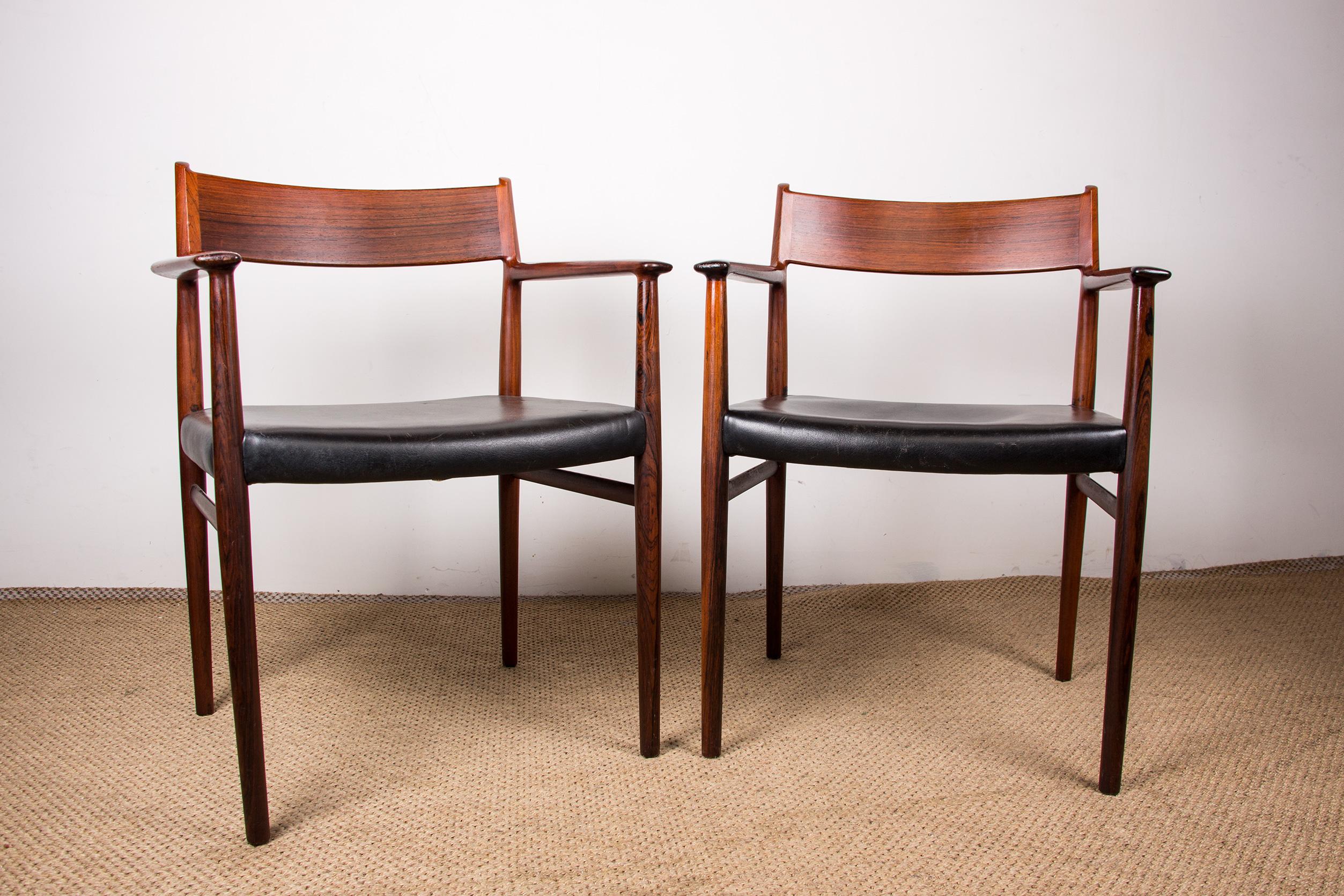 Danish Leather & Rosewood Model 404 Chair by Arne Vodder for P. Olsen for Sibast 11