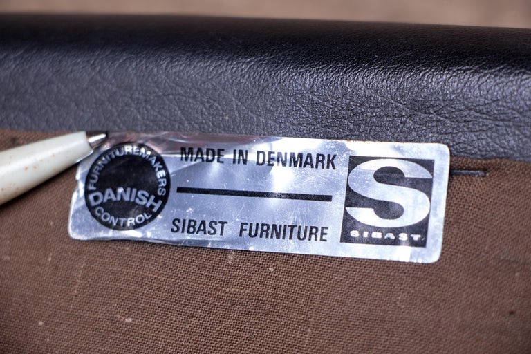 Danish Leather & Rosewood Model 404 Chair by Arne Vodder for P. Olsen for Sibast For Sale 13