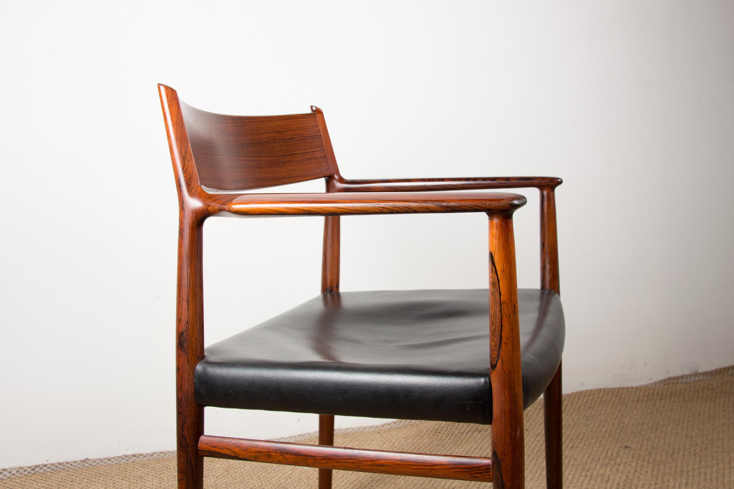 Scandinavian Modern Danish Leather & Rosewood Model 404 Chair by Arne Vodder for P. Olsen for Sibast