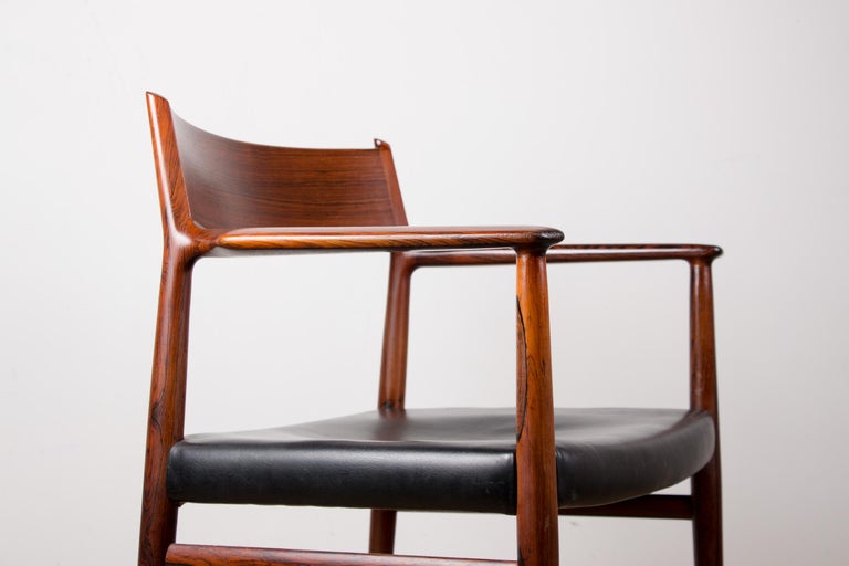 Danish Leather & Rosewood Model 404 Chair by Arne Vodder for P. Olsen for Sibast For Sale 1