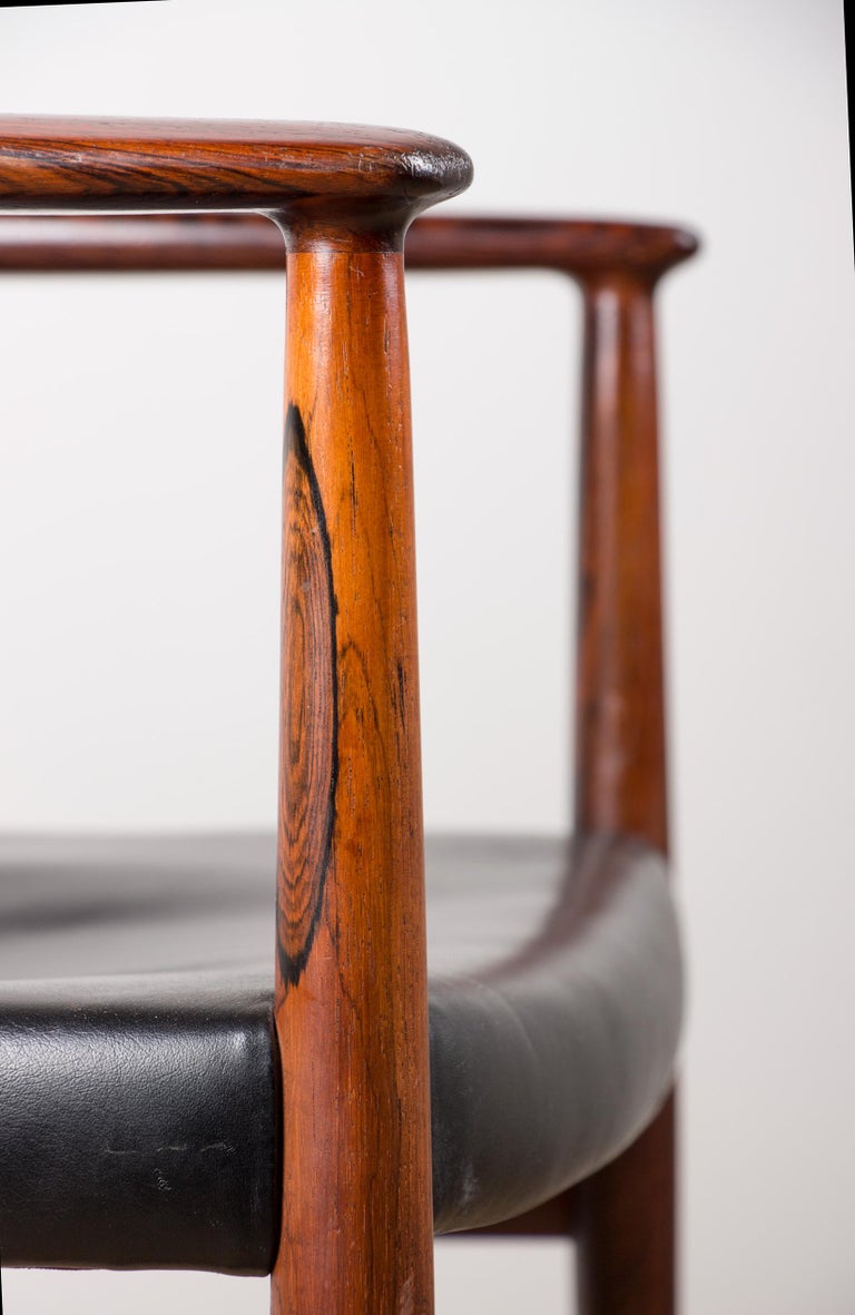 Danish Leather & Rosewood Model 404 Chair by Arne Vodder for P. Olsen for Sibast For Sale 2