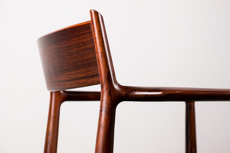 Danish Leather & Rosewood Model 404 Chair by Arne Vodder for P. Olsen for Sibast For Sale 3