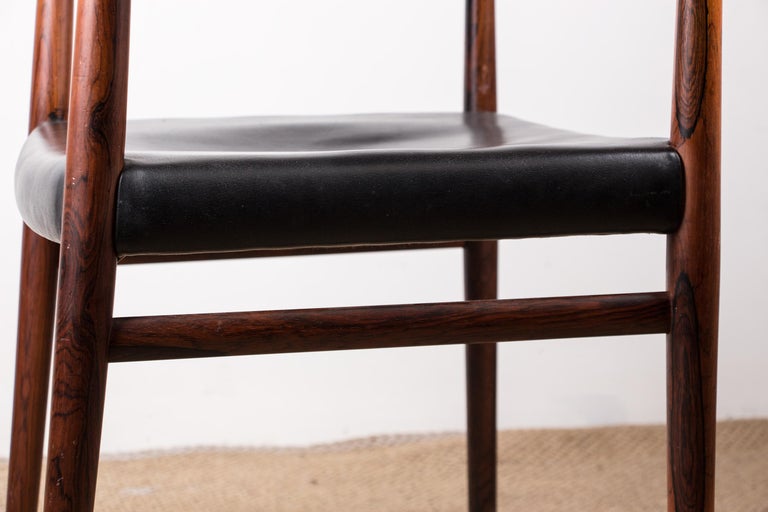 Danish Leather & Rosewood Model 404 Chair by Arne Vodder for P. Olsen for Sibast For Sale 4