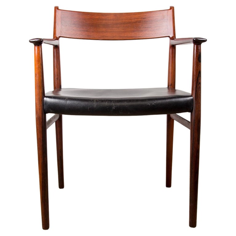 Danish Leather & Rosewood Model 404 Chair by Arne Vodder for P. Olsen for Sibast For Sale