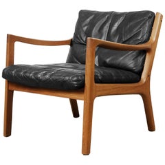 Danish Leather Senator Chair by Ole Wanscher for Cado, 1950s
