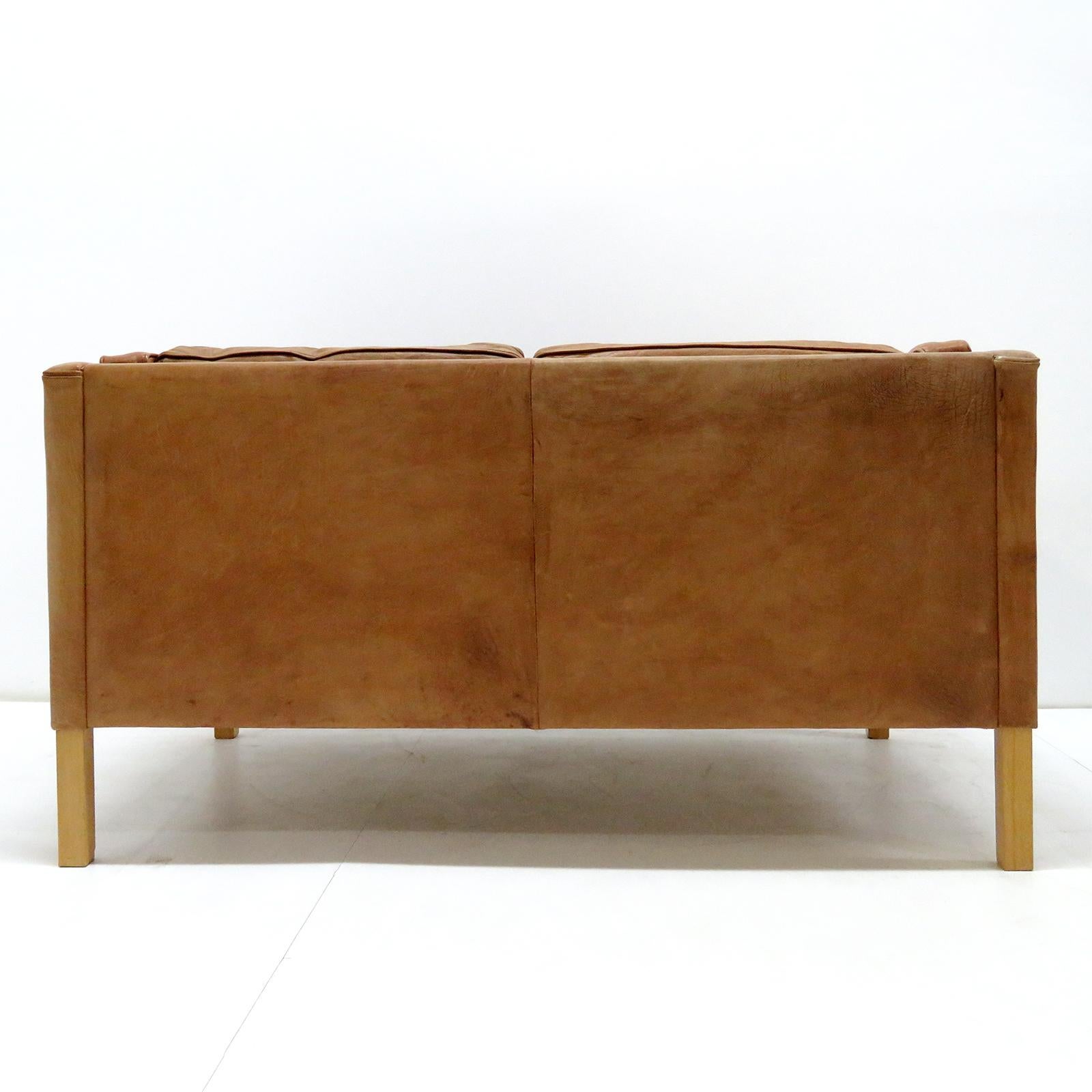 Danish Leather Settee, 1960 2