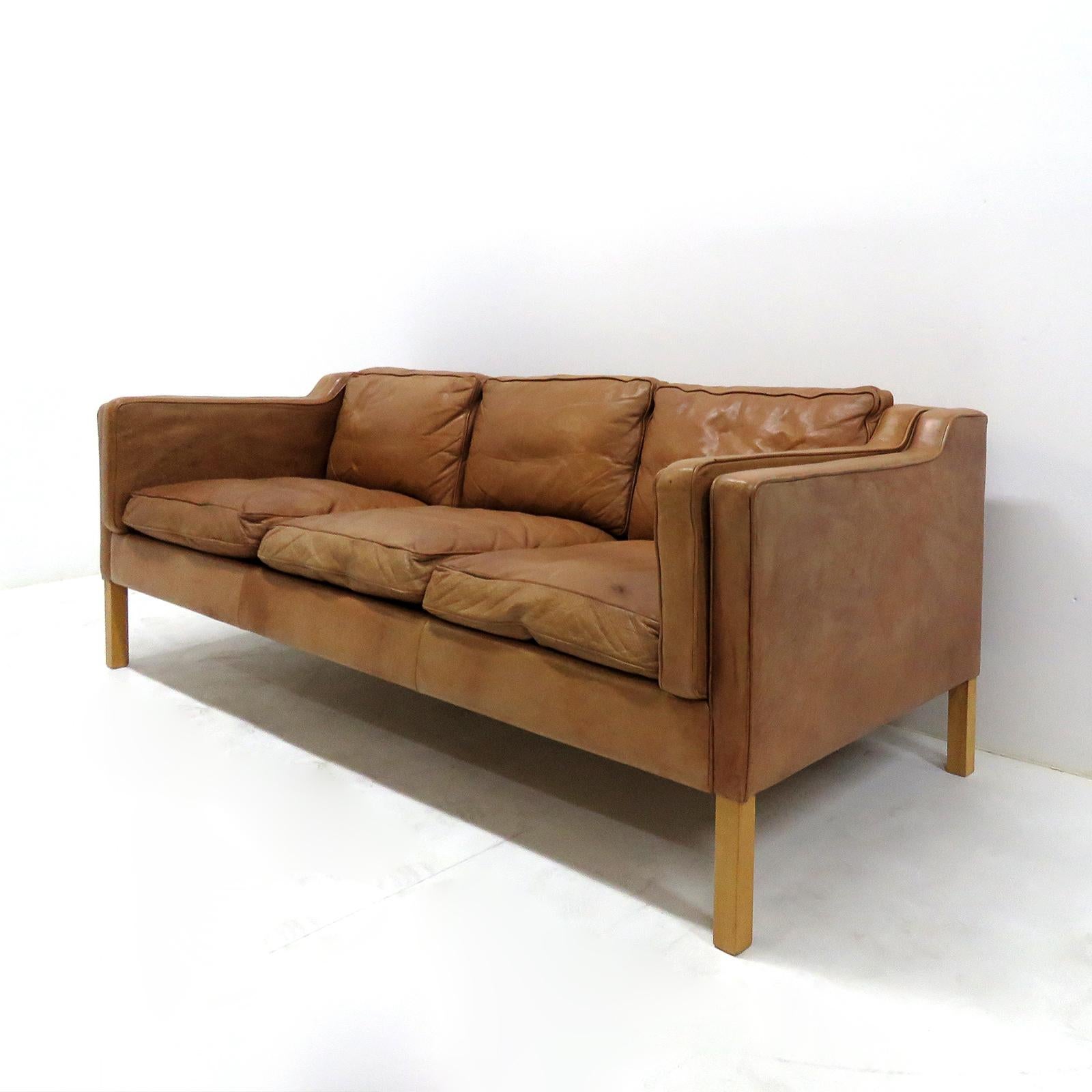 Scandinavian Modern Danish Leather Sofa, 1960