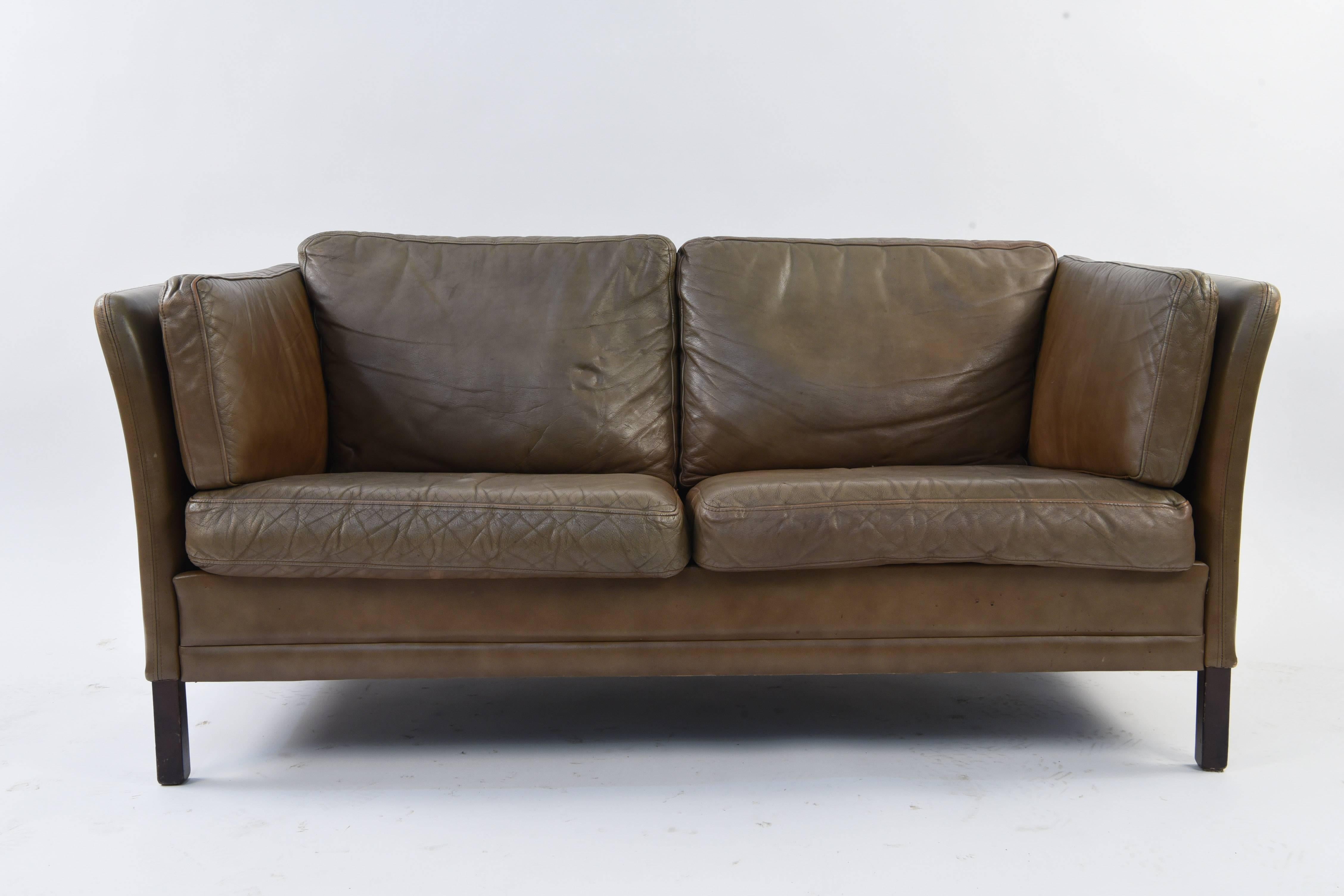 Mid-Century Modern Danish Leather Sofa by Mogens Hansen, 1960s