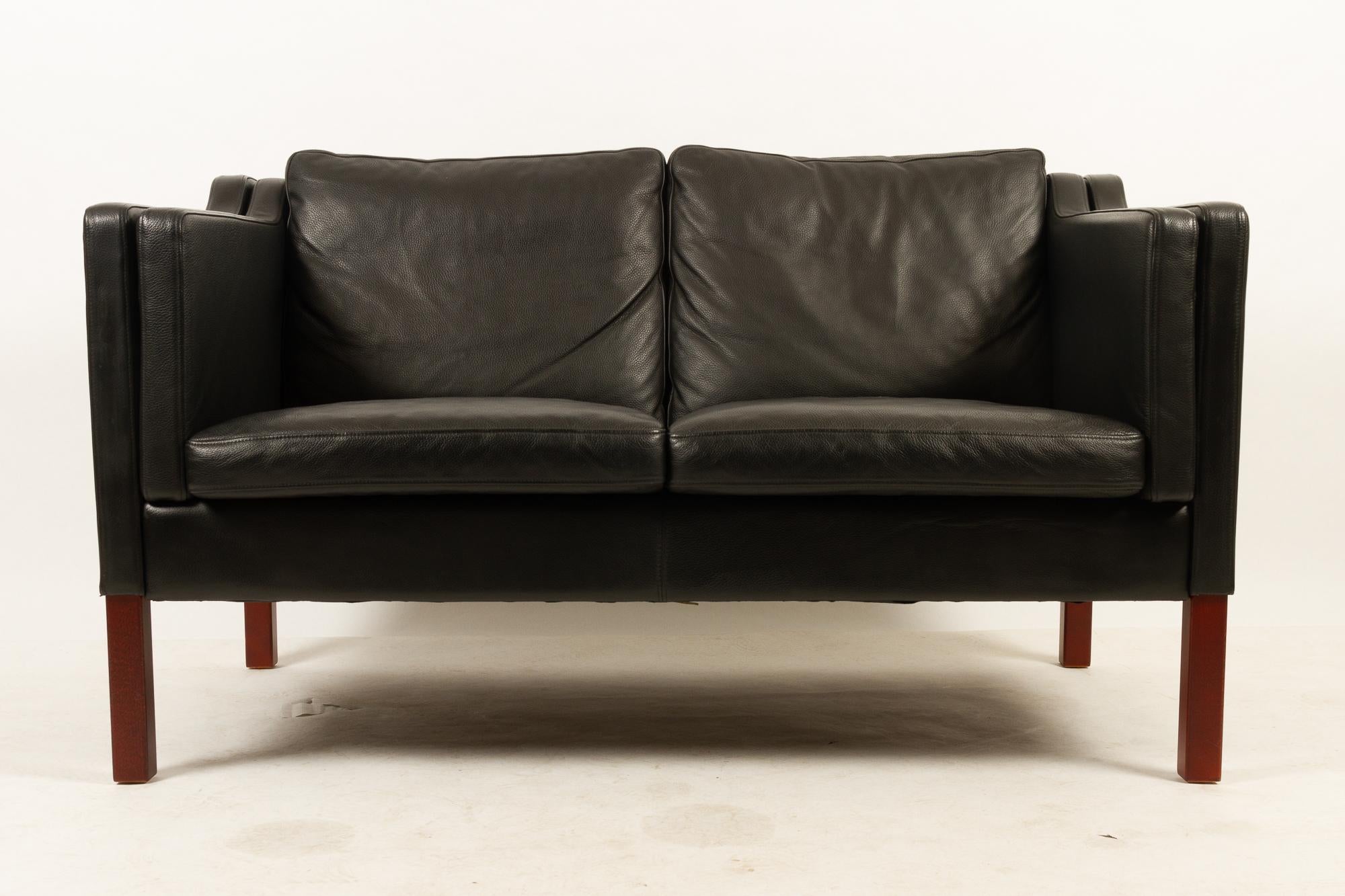 Danish leather two-seat sofa model 