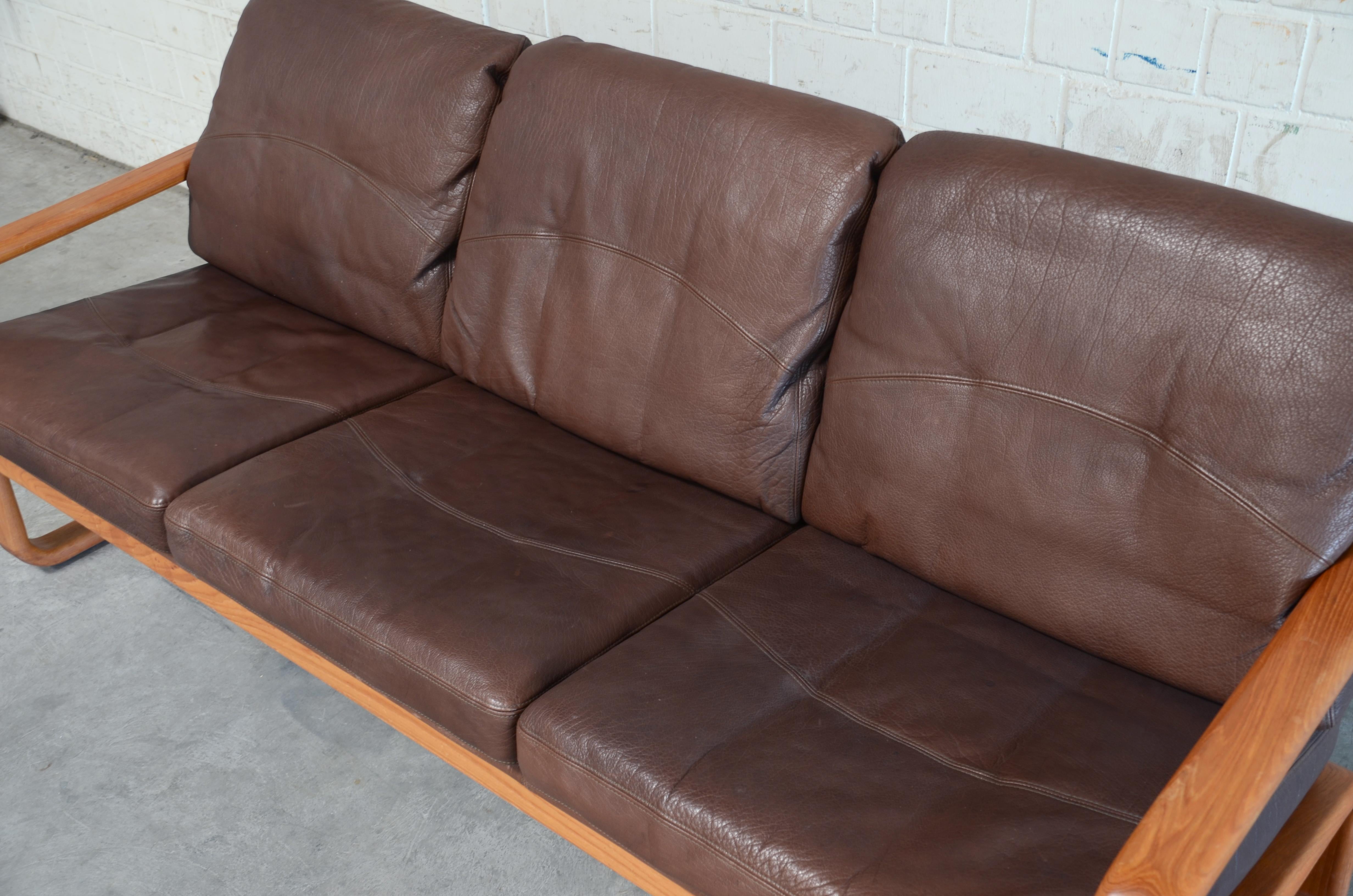 Danish Leather Sofa Holstebro at 1stDibs