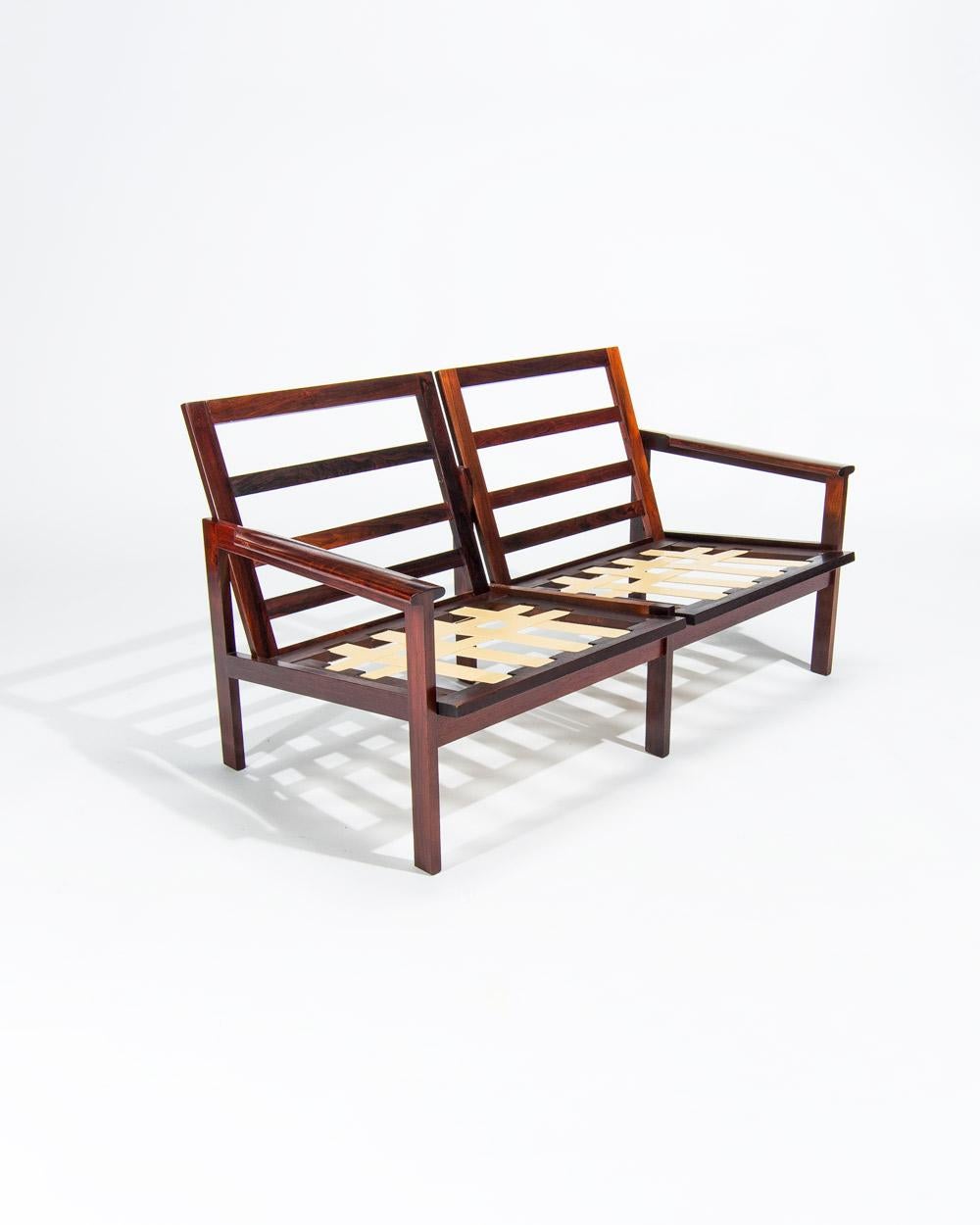 Dänisches Ledersofa in Palisanderholz Capella von Illum Wikkelso,  Mitte der 1950er Jahre im Angebot 5