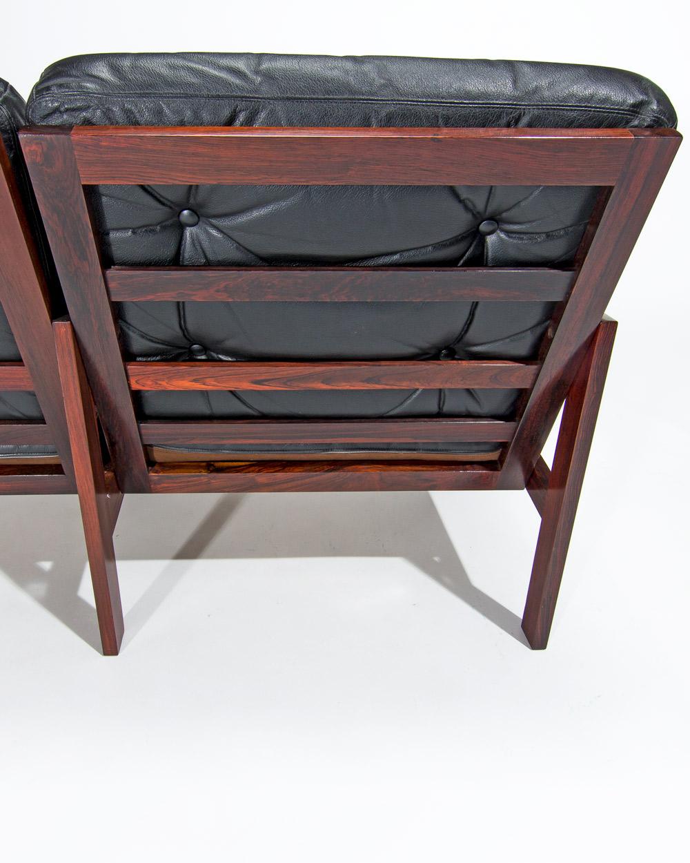 Dänisches Ledersofa in Palisanderholz Capella von Illum Wikkelso,  Mitte der 1950er Jahre im Angebot 4